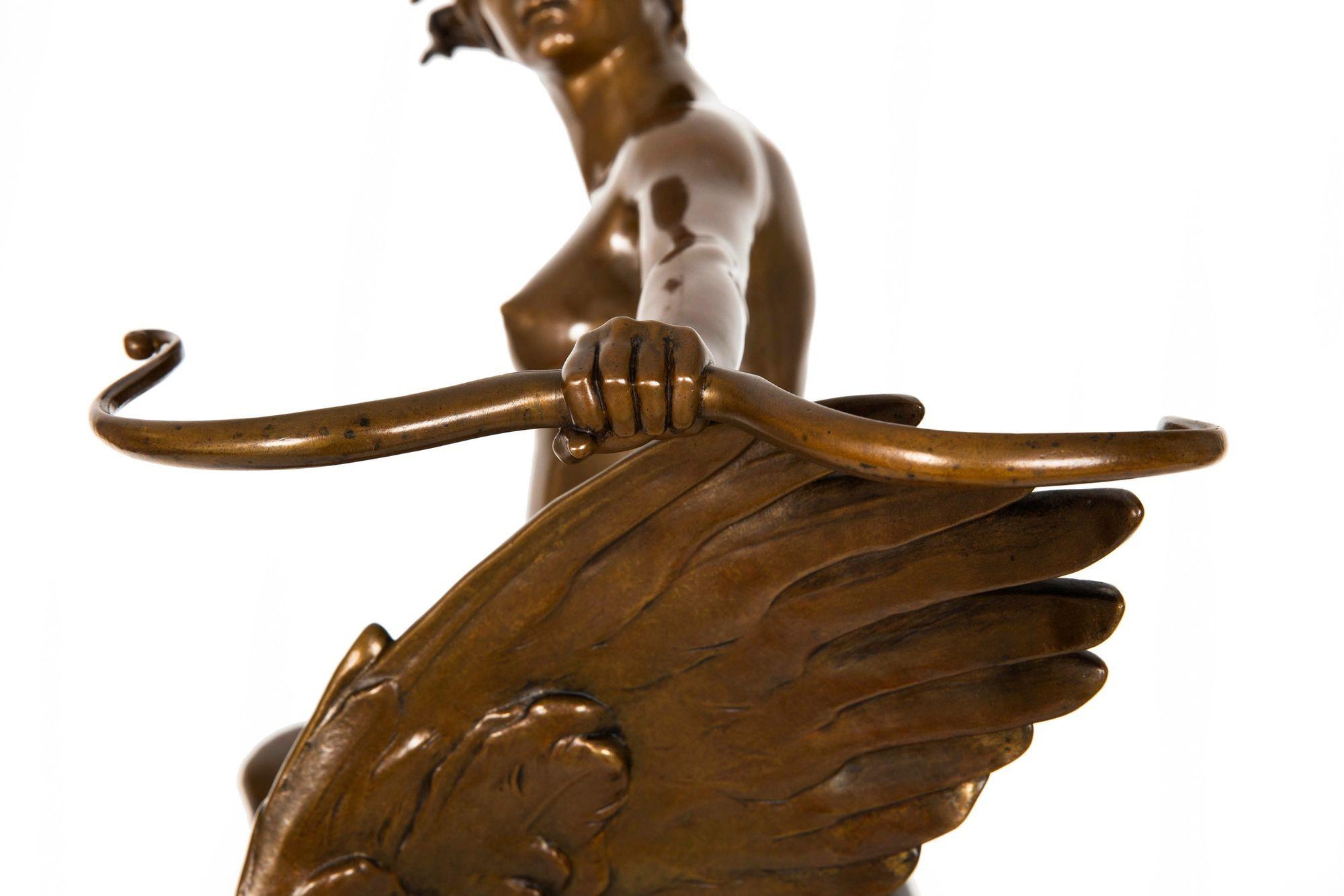 Antique French Bronze Sculpture of “Diana Riding Eagle” by Georges Bareau 8