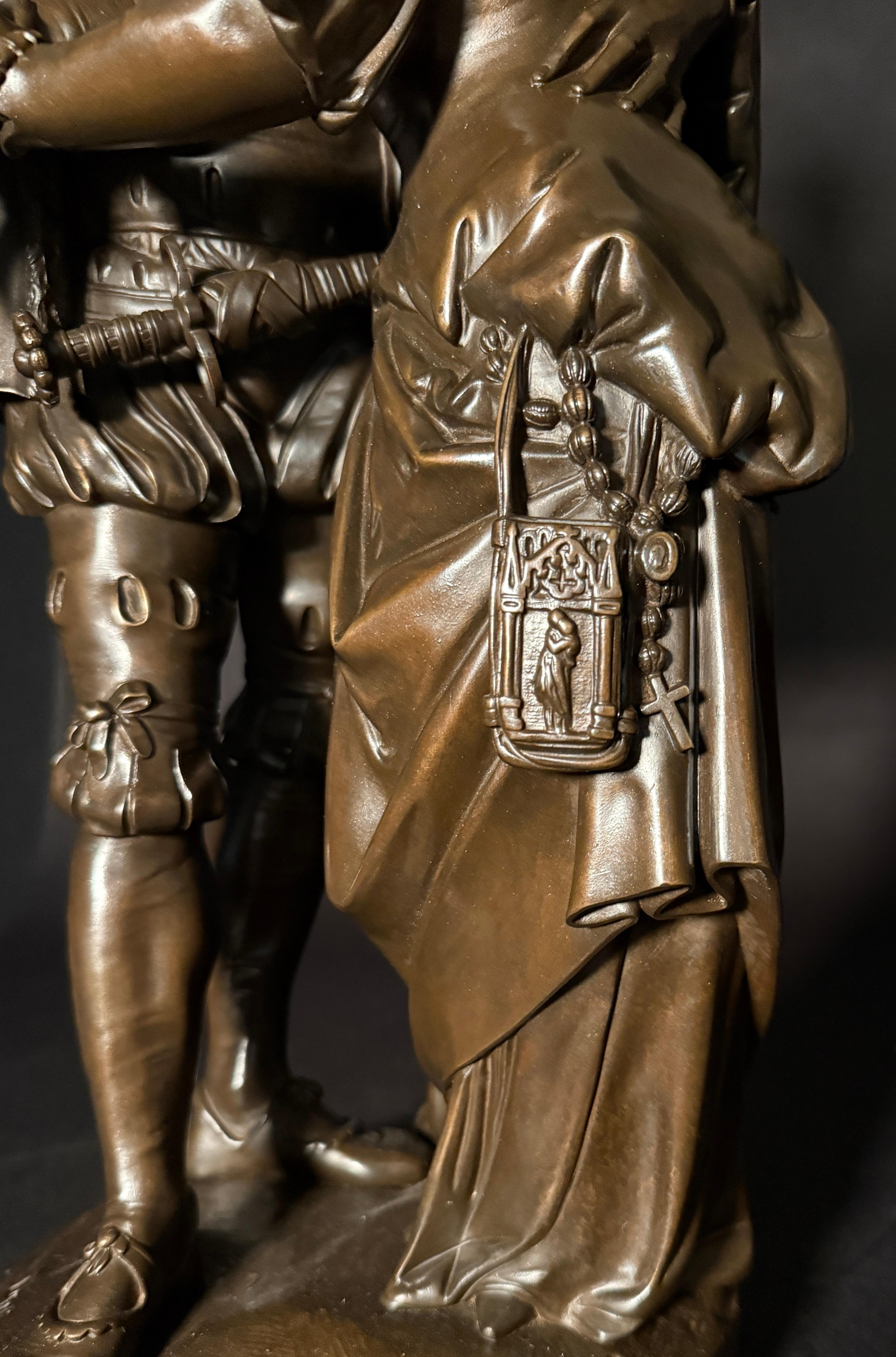 Francese Antique French Scultura in bronzo di Faust e Marguerite, di Guillaume Denière in vendita