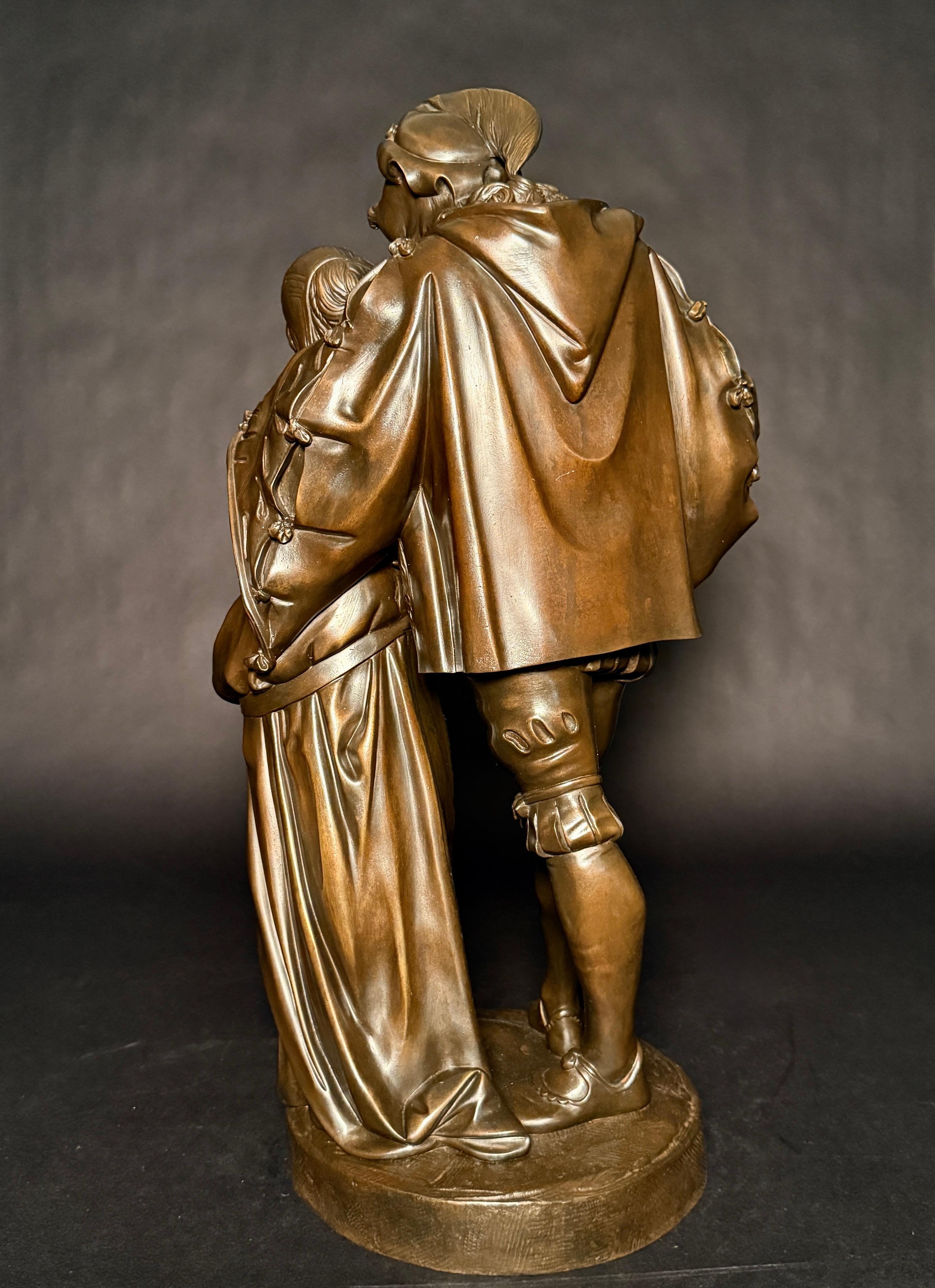 Bronzo Antique French Scultura in bronzo di Faust e Marguerite, di Guillaume Denière in vendita