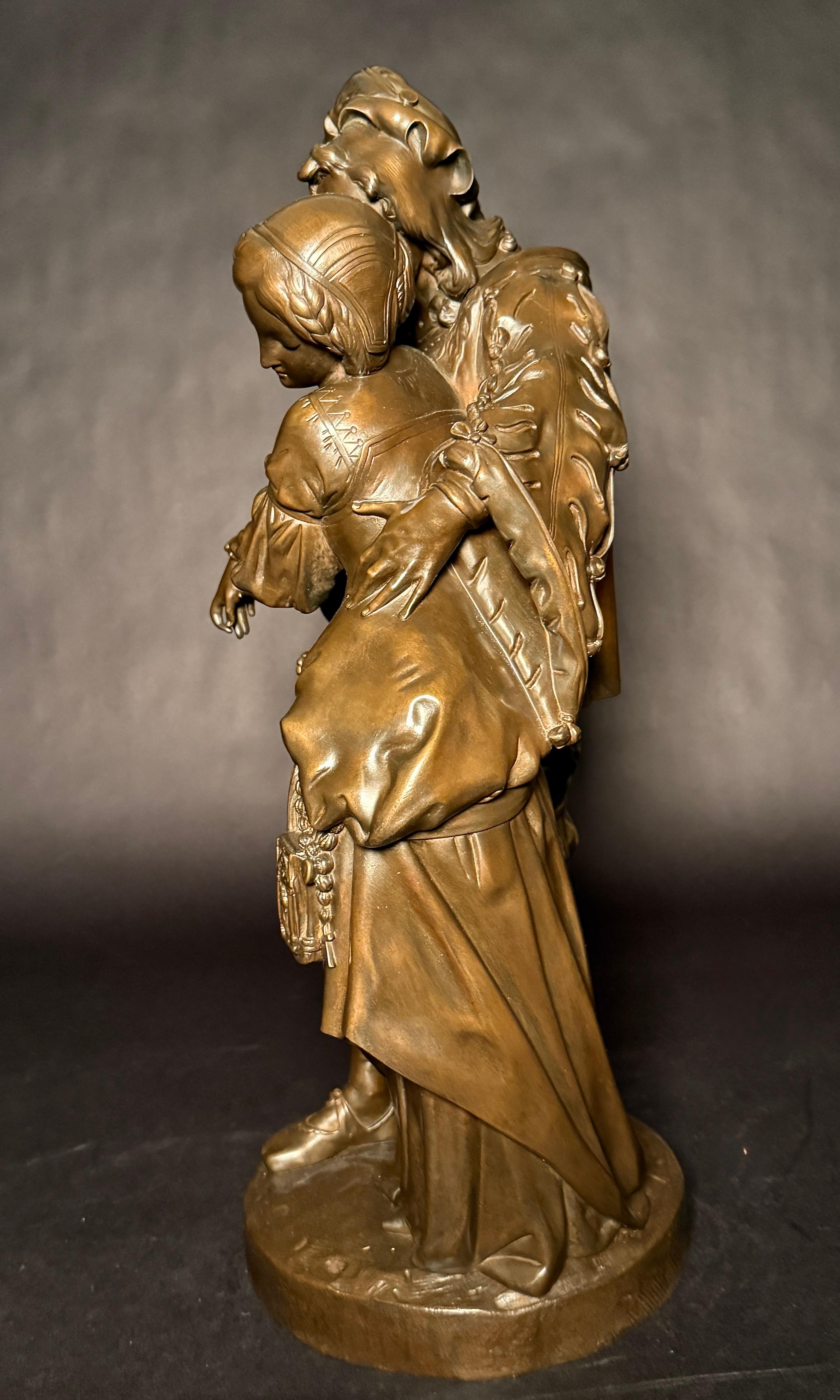 Antique French Scultura in bronzo di Faust e Marguerite, di Guillaume Denière in vendita 1