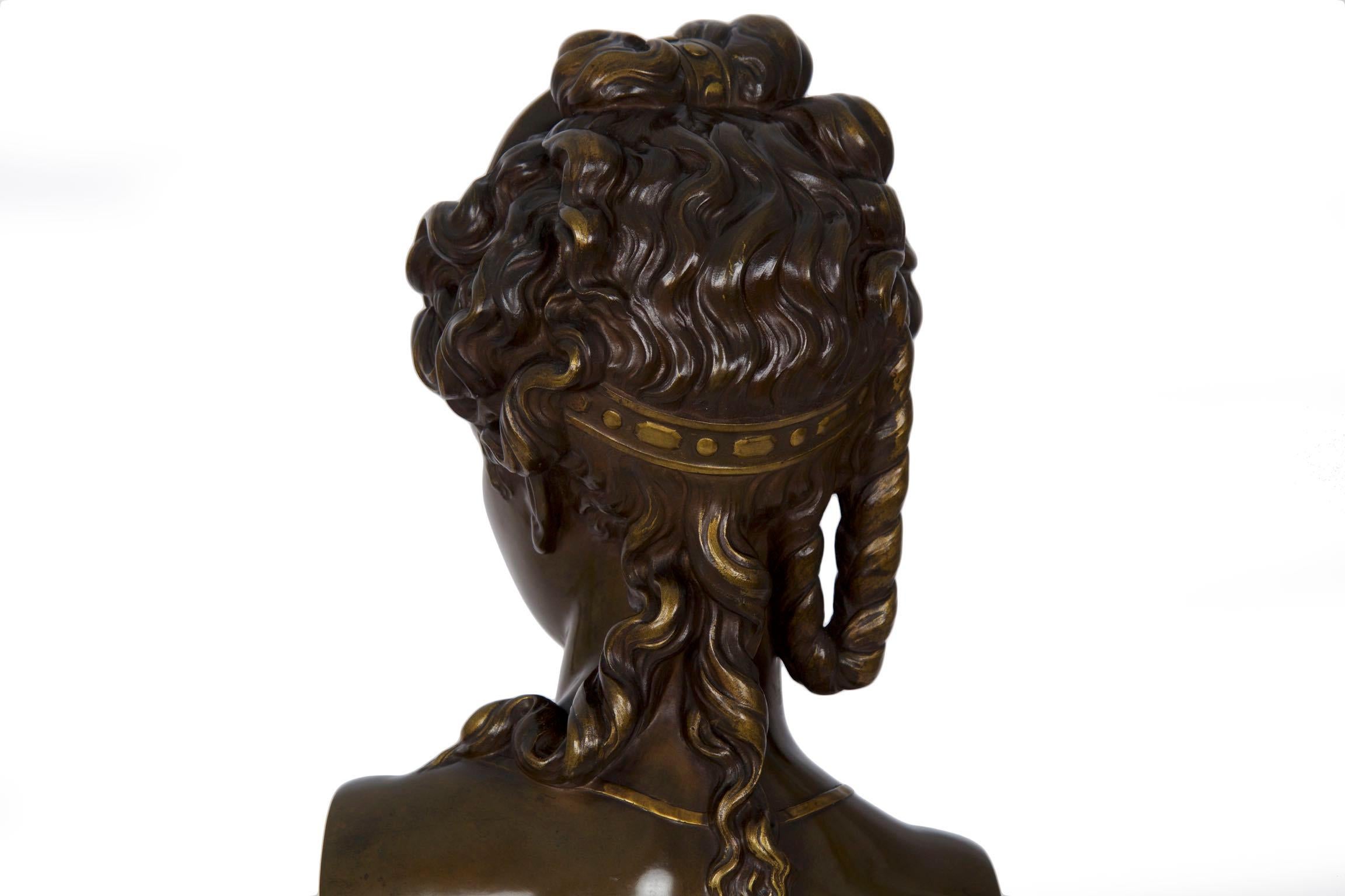 Antique French Bronze Sculpture of Female Bust by Eugene Aizelin & F.Barbedienne 9