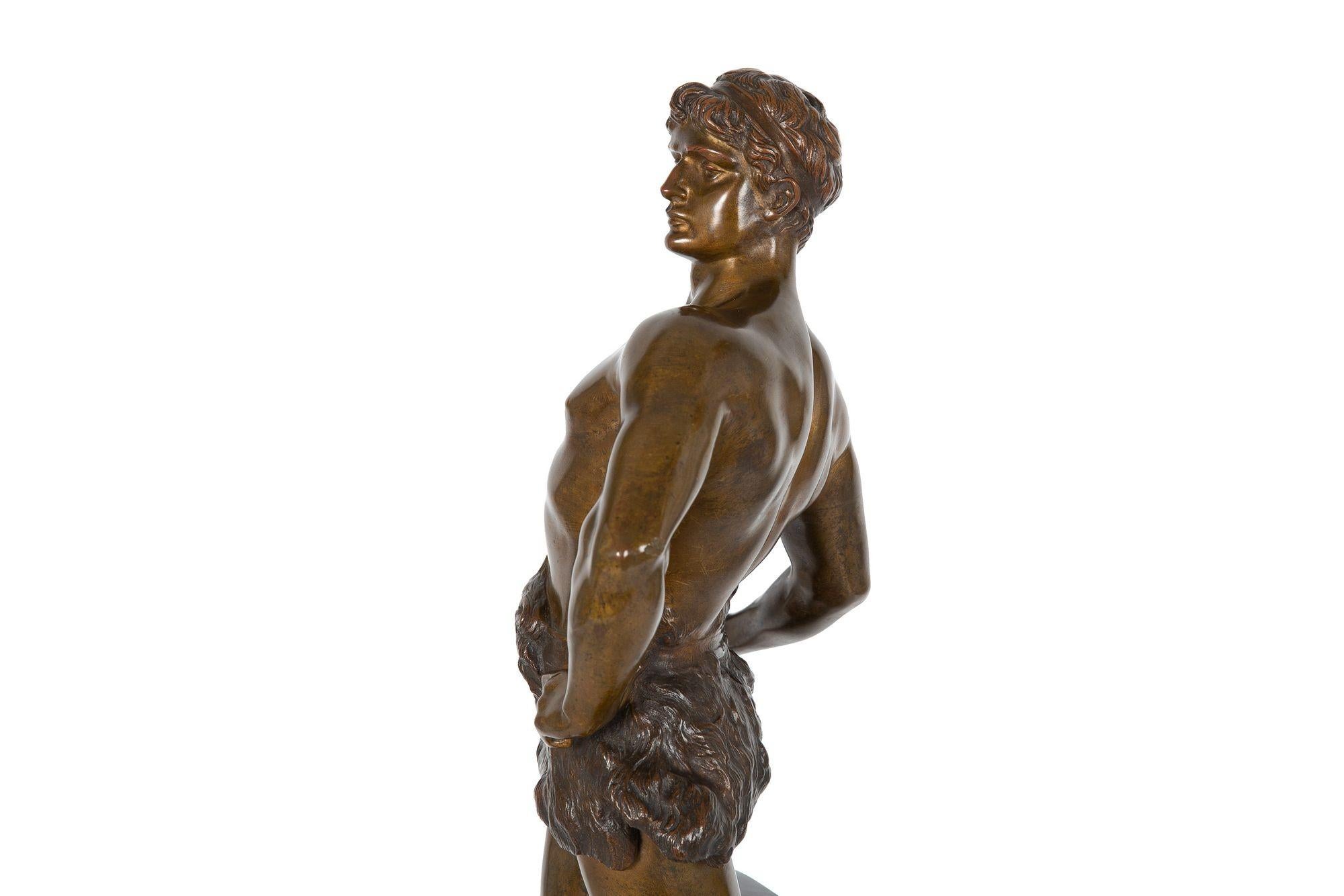 Antique French Bronze Sculpture of “Le Trevail” by Maurice Constant 5