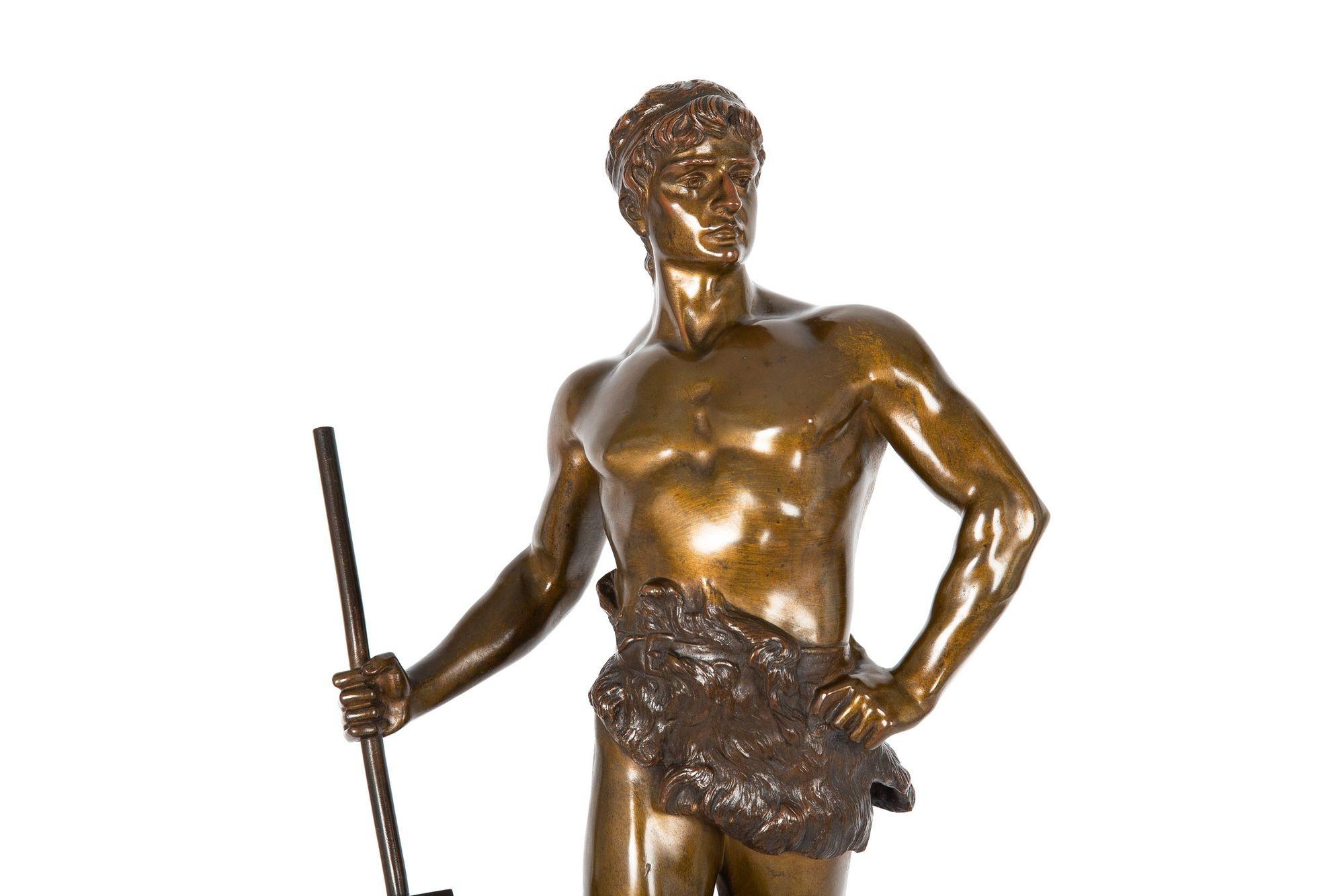 Antique French Bronze Sculpture of “Le Trevail” by Maurice Constant In Good Condition In Shippensburg, PA