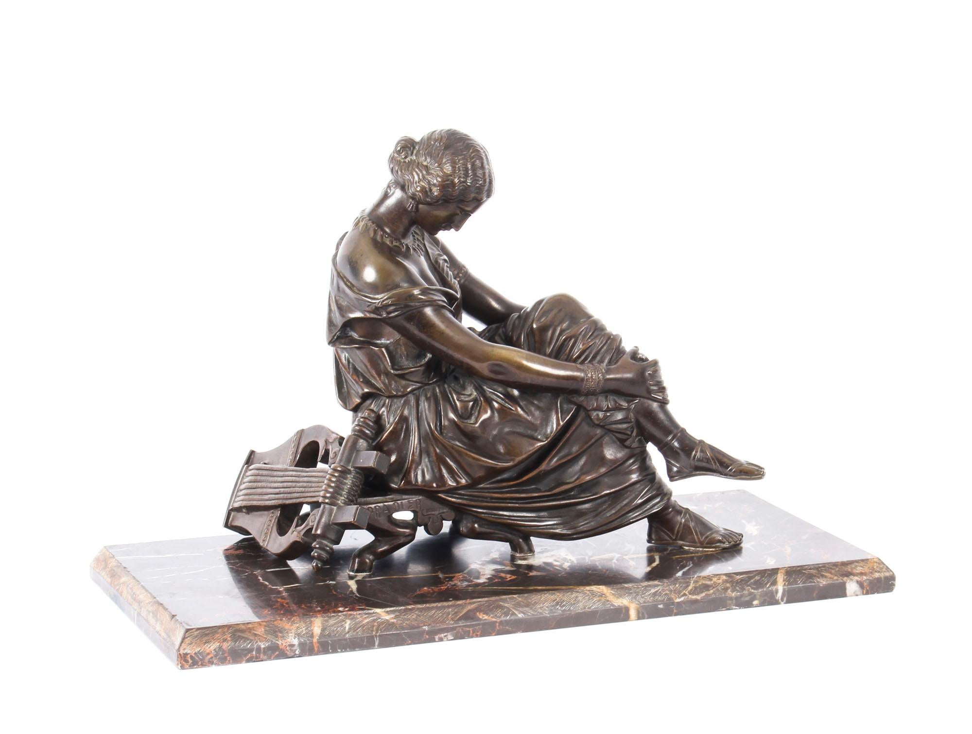 French Bronze Sculpture of Seated Poet Sappho after J. Pradier, 19th Century 6