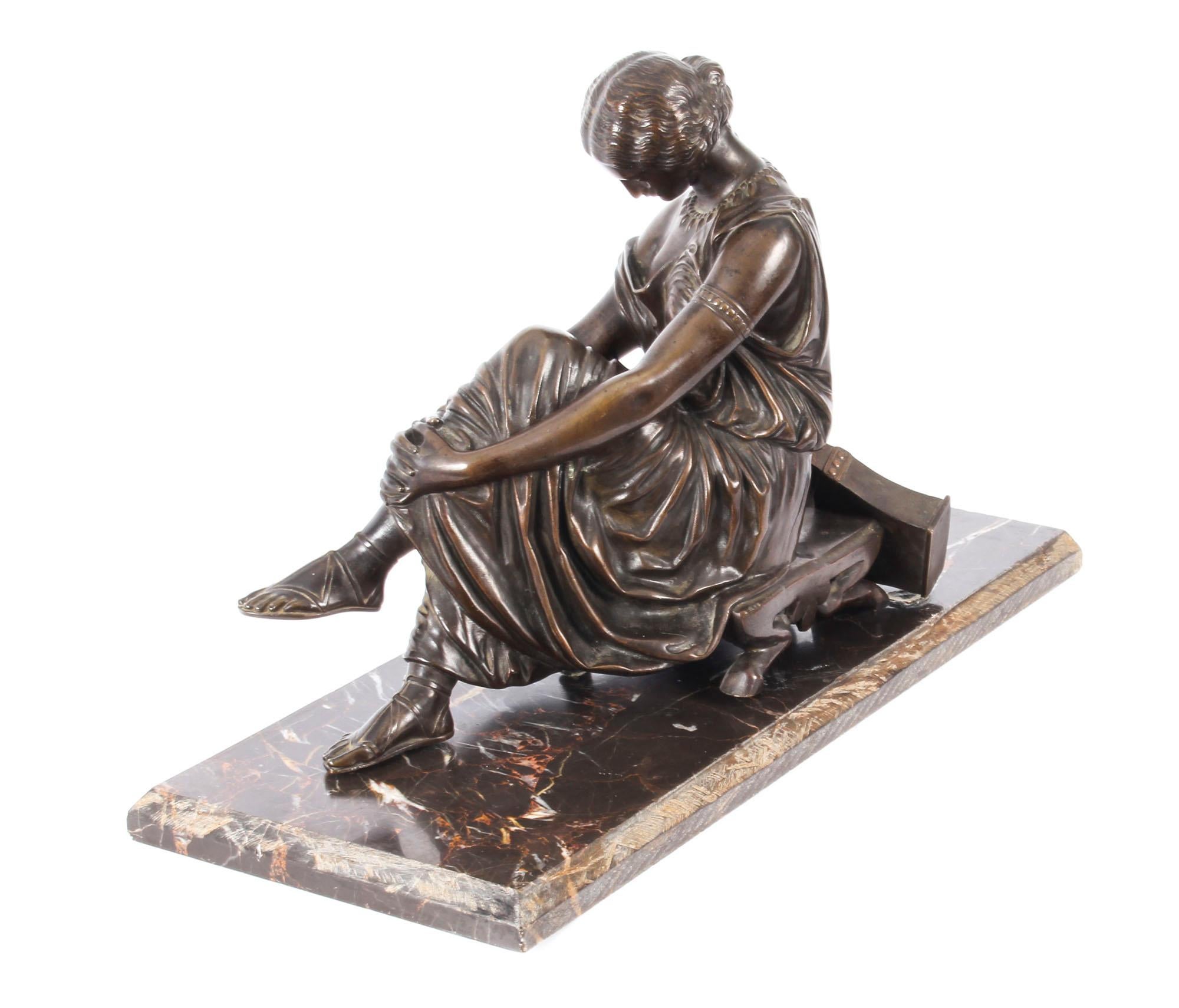 French Bronze Sculpture of Seated Poet Sappho after J. Pradier, 19th Century In Good Condition In London, GB
