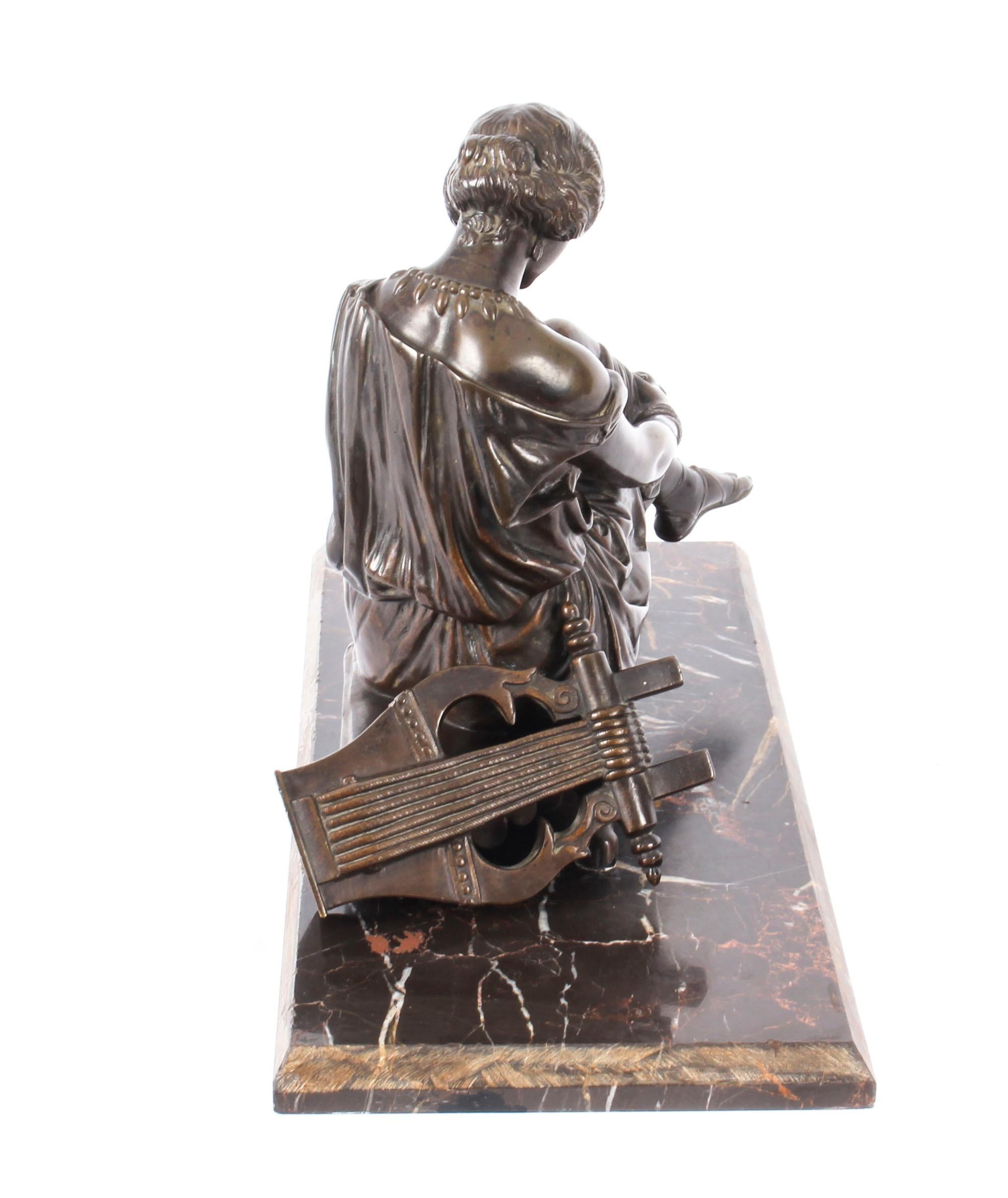 French Bronze Sculpture of Seated Poet Sappho after J. Pradier, 19th Century 2