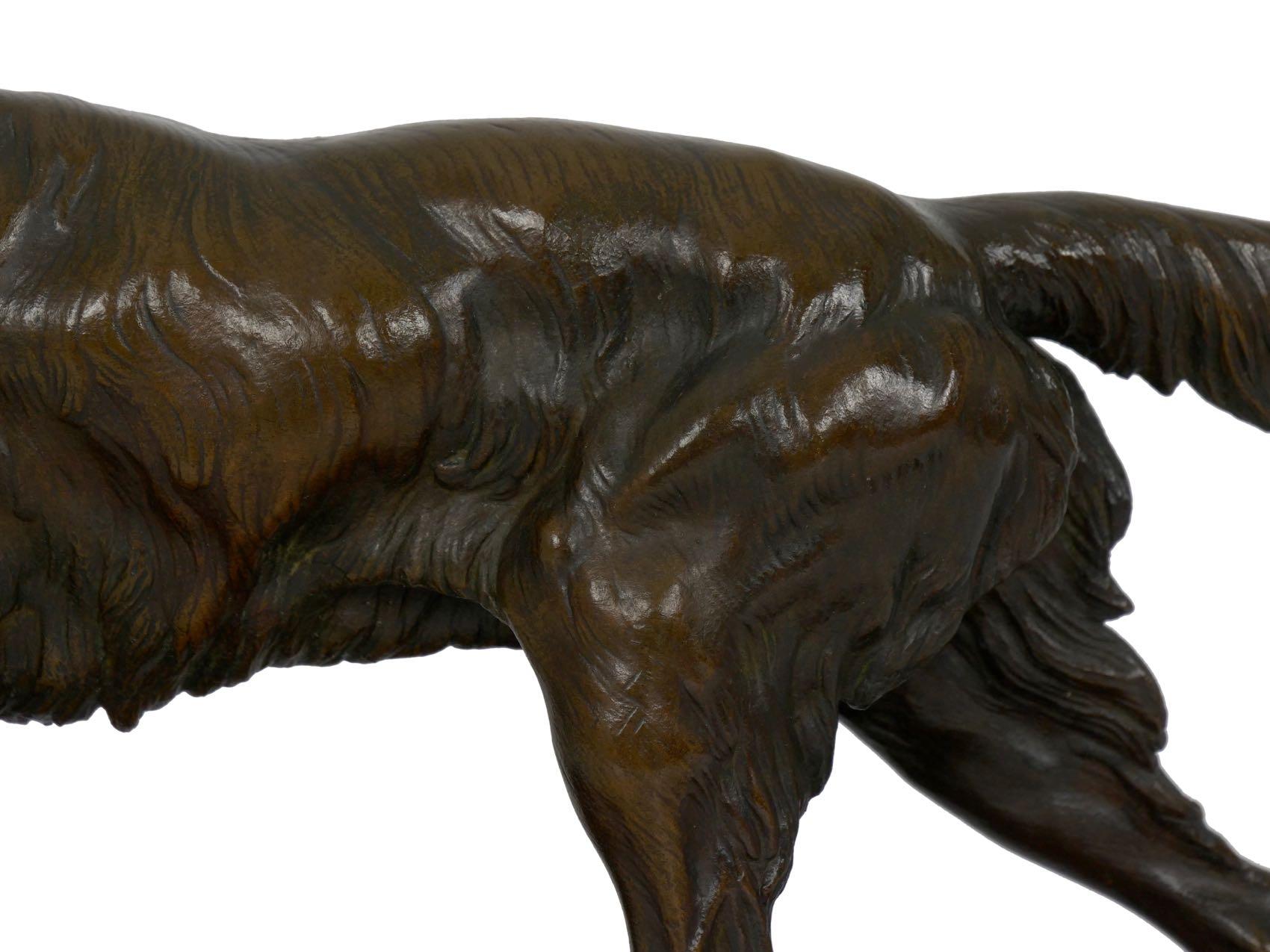 Sculpture française ancienne en bronze d'un chien Setter Retriever par Jules Moigniez 6