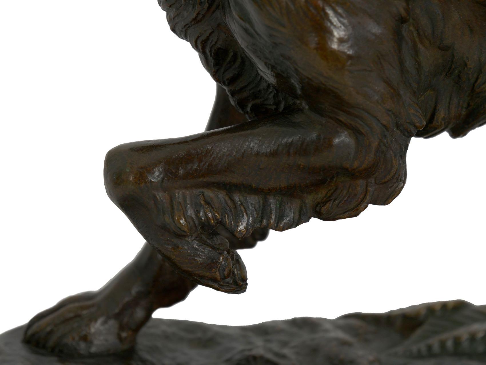 Sculpture française ancienne en bronze d'un chien Setter Retriever par Jules Moigniez 9