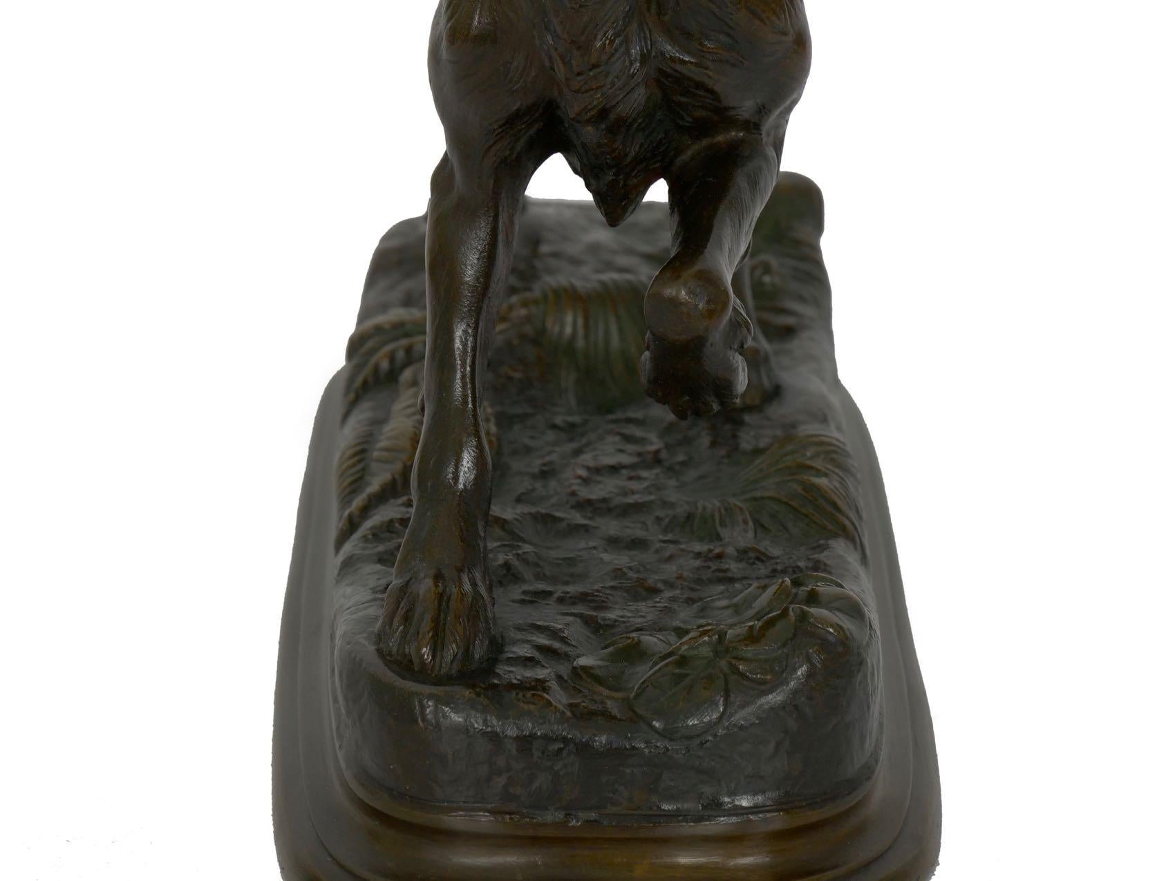 Sculpture française ancienne en bronze d'un chien Setter Retriever par Jules Moigniez 12