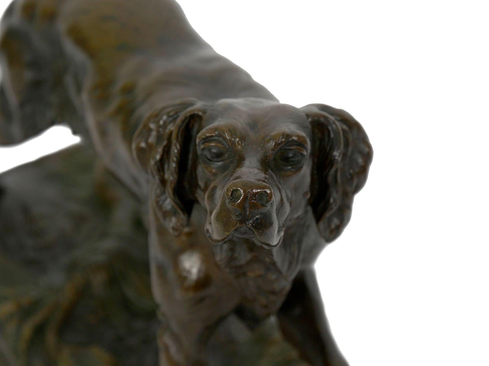 Sculpture française ancienne en bronze d'un chien Setter Retriever par Jules Moigniez 13