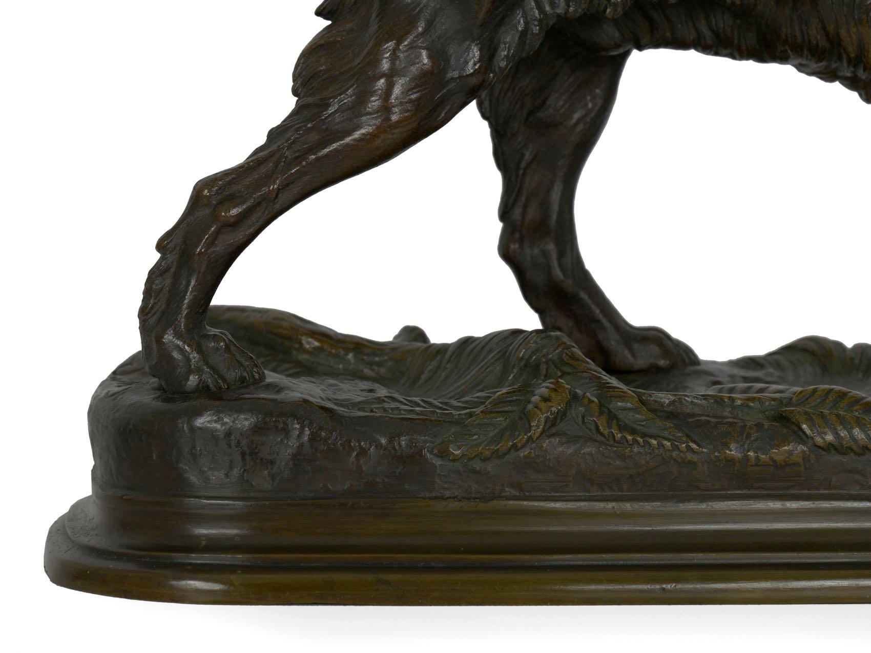Sculpture française ancienne en bronze d'un chien Setter Retriever par Jules Moigniez Bon état à Shippensburg, PA