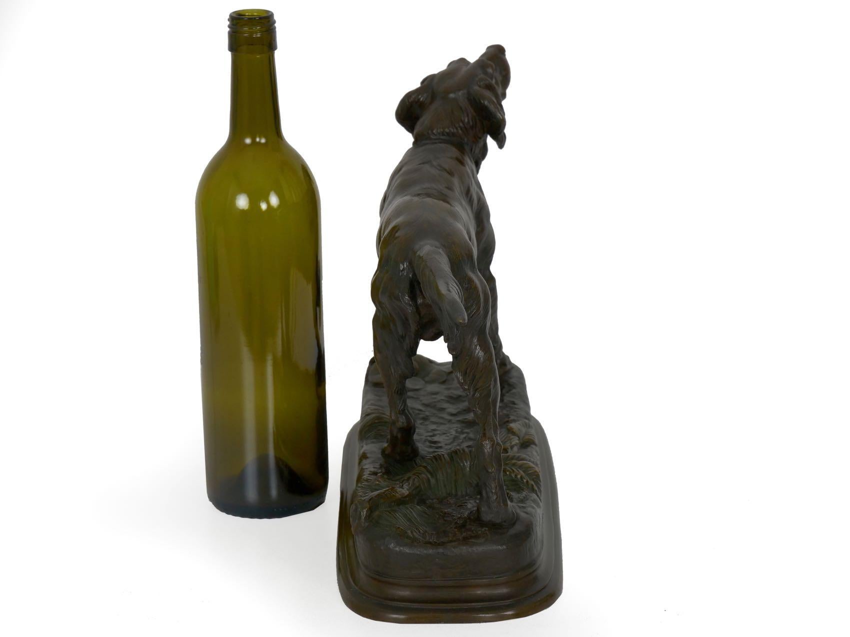Sculpture française ancienne en bronze d'un chien Setter Retriever par Jules Moigniez 2