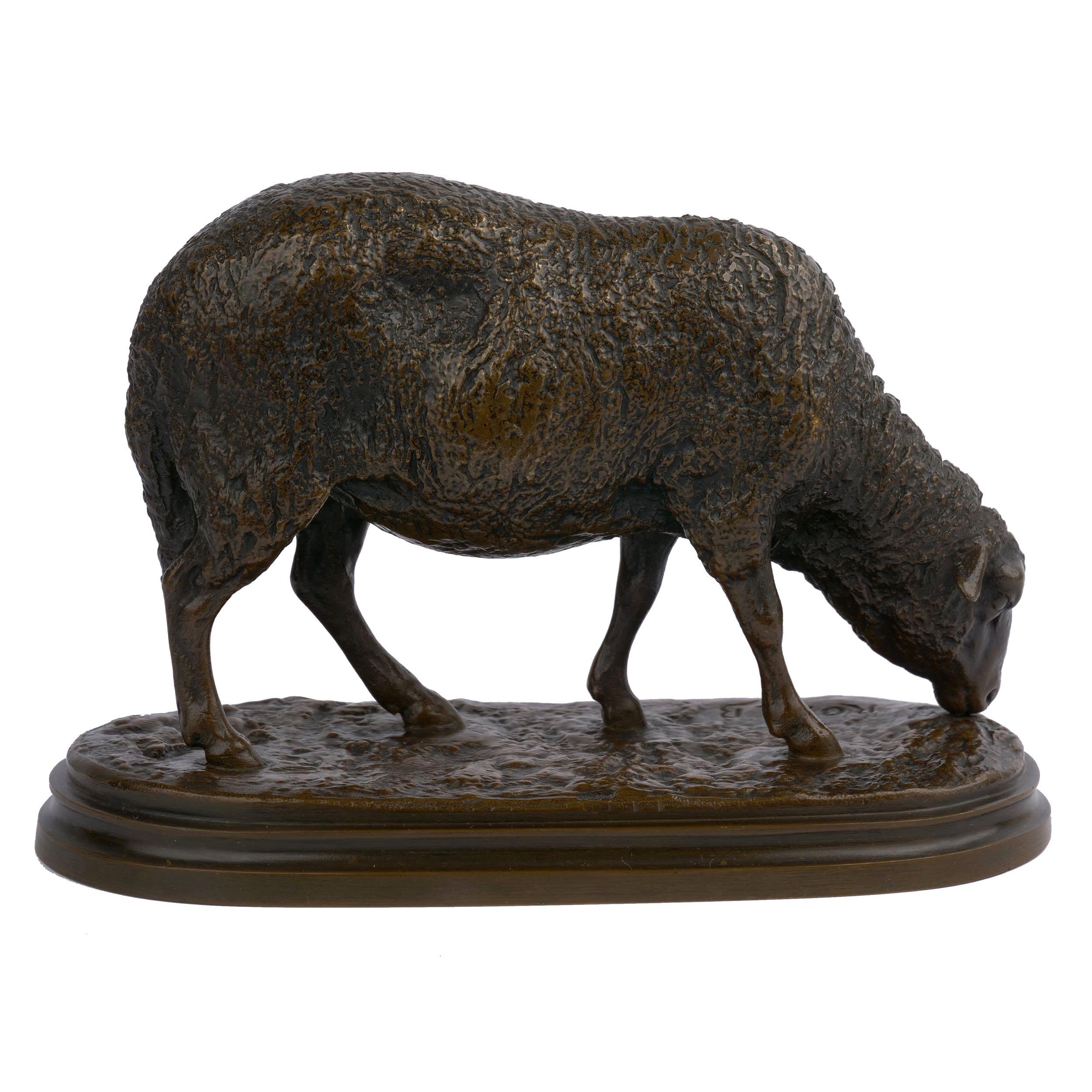 Français Sculpture française ancienne de moutons par Rosa Bonheur, 19ème siècle