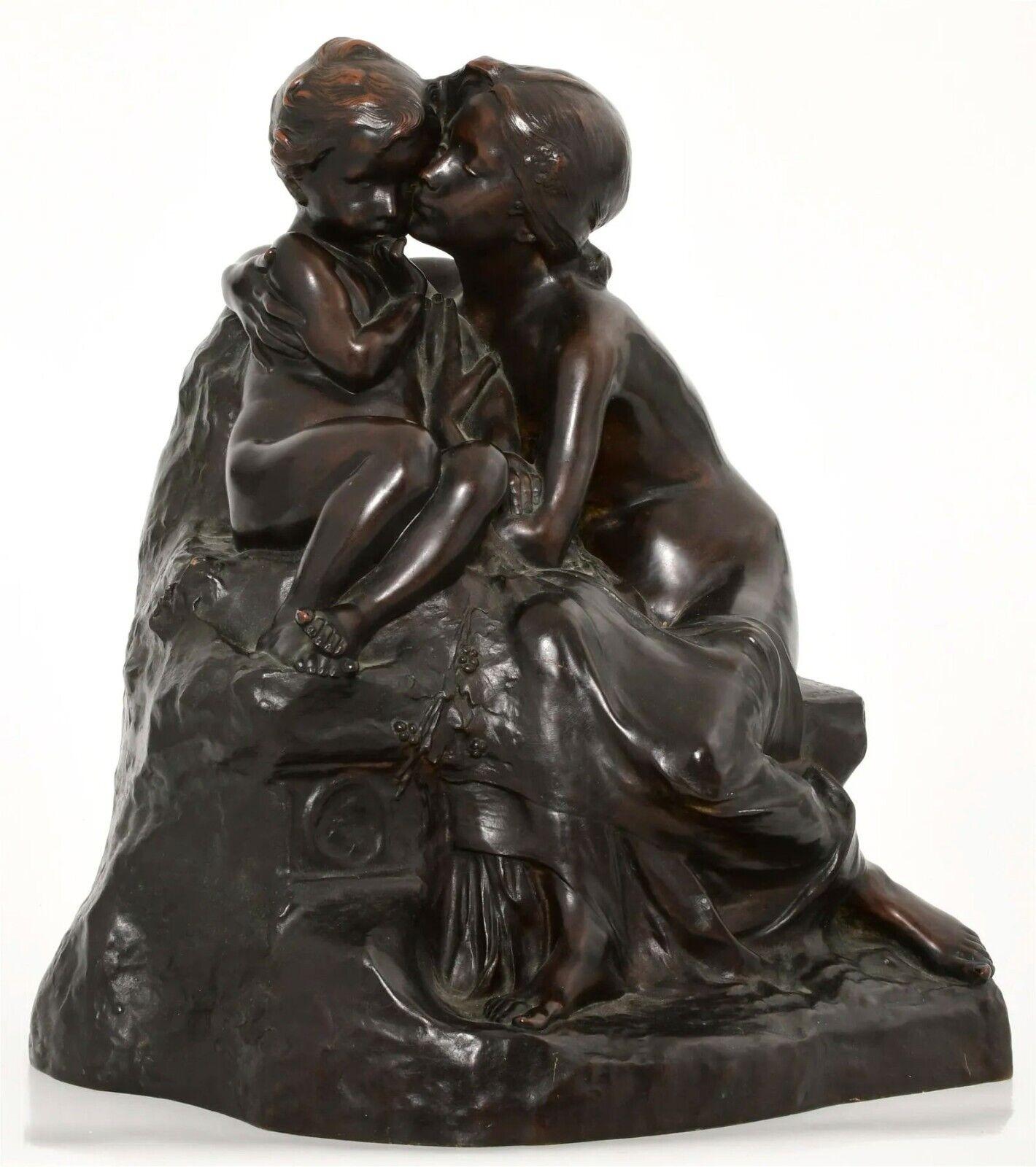 Antique patinated bronze sculpture entitled La Grand Soueur (Big Sister) after 
Henri Pernot (1859-1937), cast in the early 20th century by Thiebaut Freres, Paris.