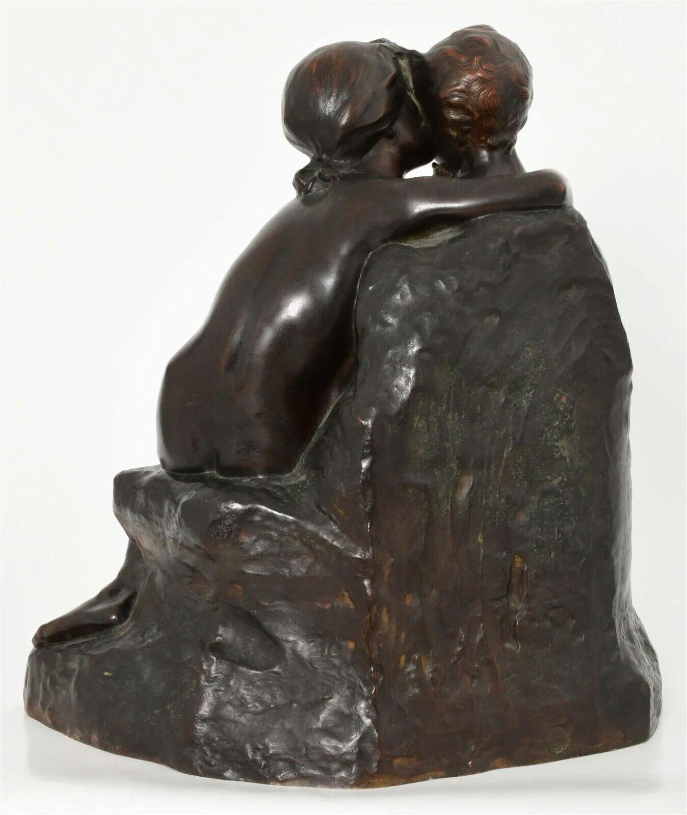 20th Century Antique French Bronze Sculpture of Sisters by Henri Pernot (1859-1937) For Sale