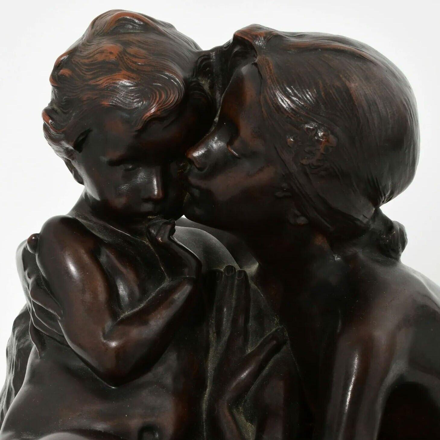 Antique French Bronze Sculpture of Sisters by Henri Pernot (1859-1937) 2