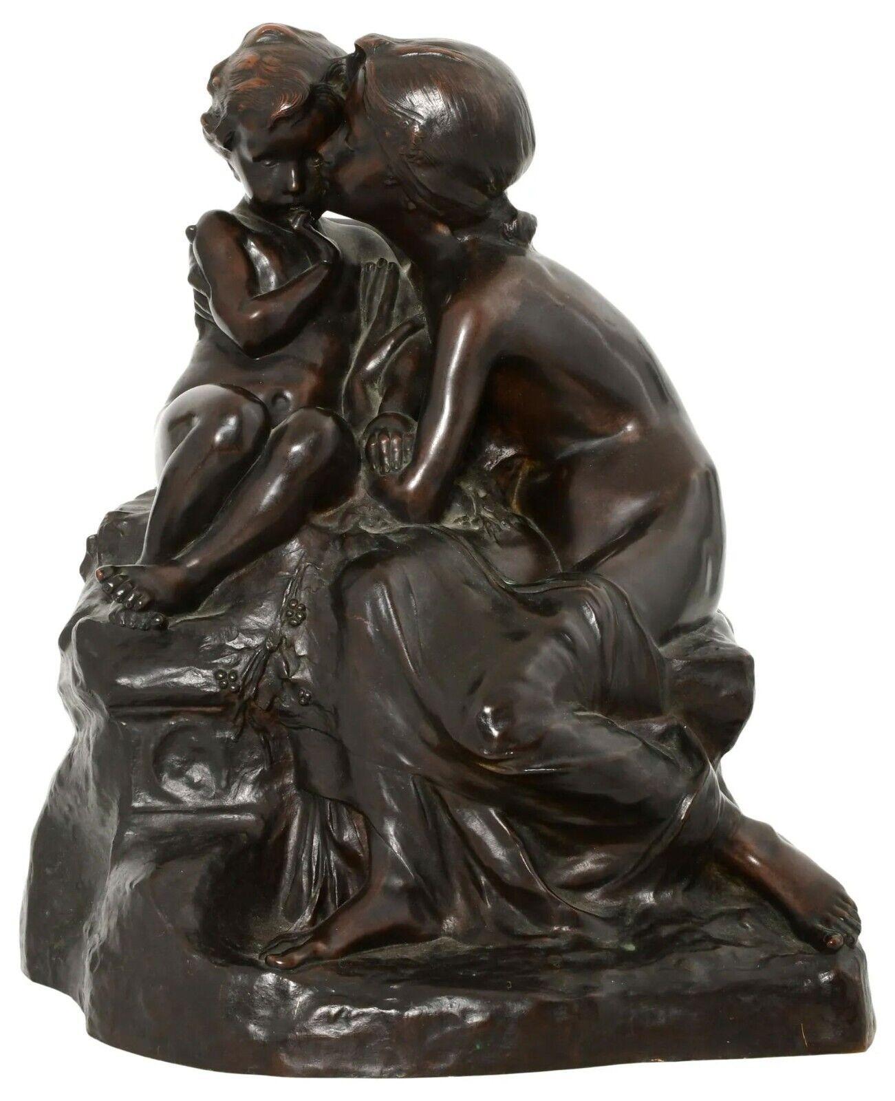 Antique French Bronze Sculpture of Sisters by Henri Pernot (1859-1937) For Sale 3