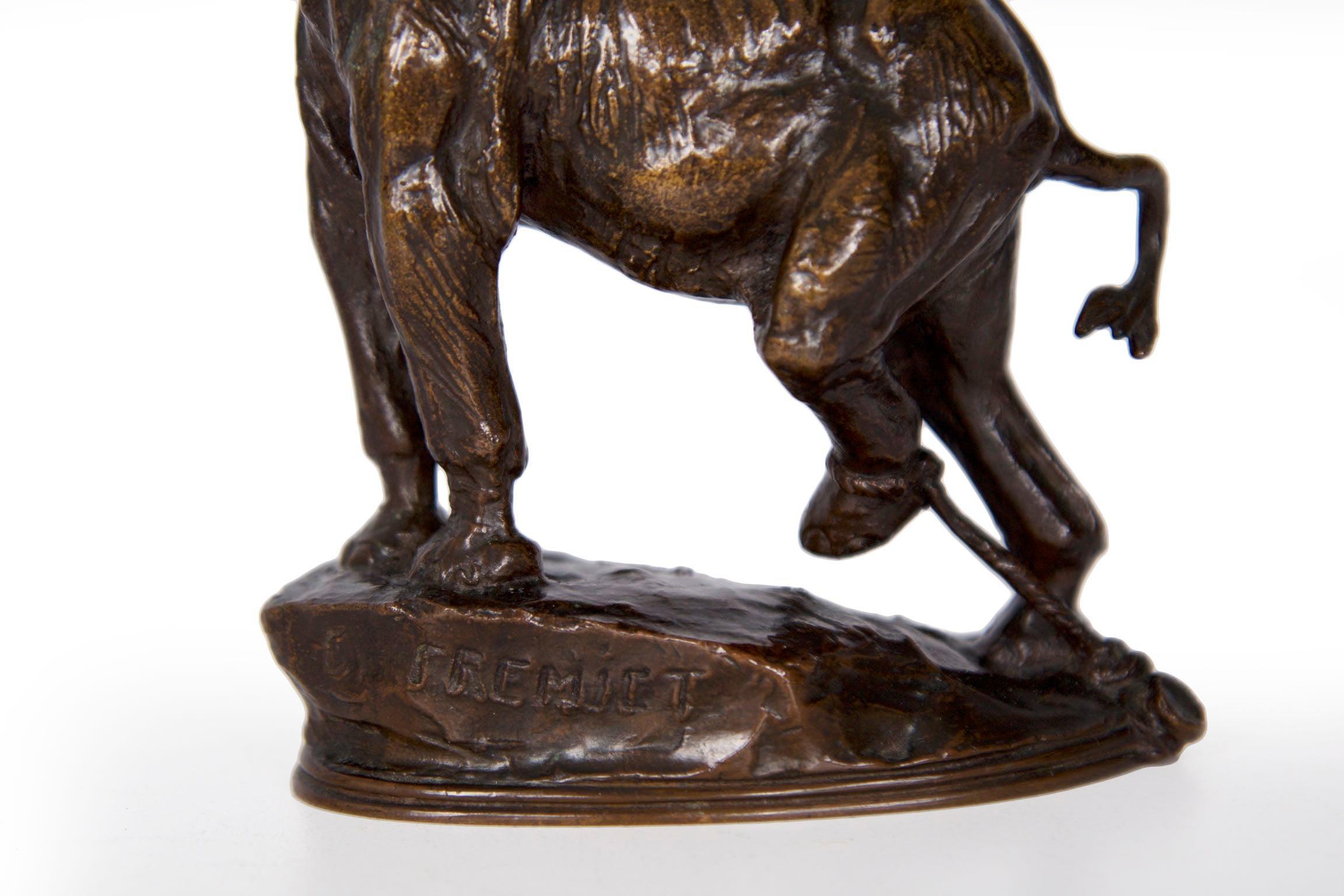 Antique French Bronze Sculpture “Young Trapped Elephant” by Emmanuel Fremiet In Good Condition In Shippensburg, PA