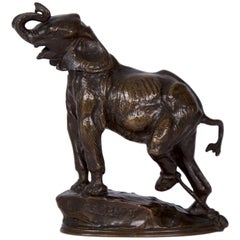 Antique French Bronze Sculpture “Young Trapped Elephant” by Emmanuel Fremiet