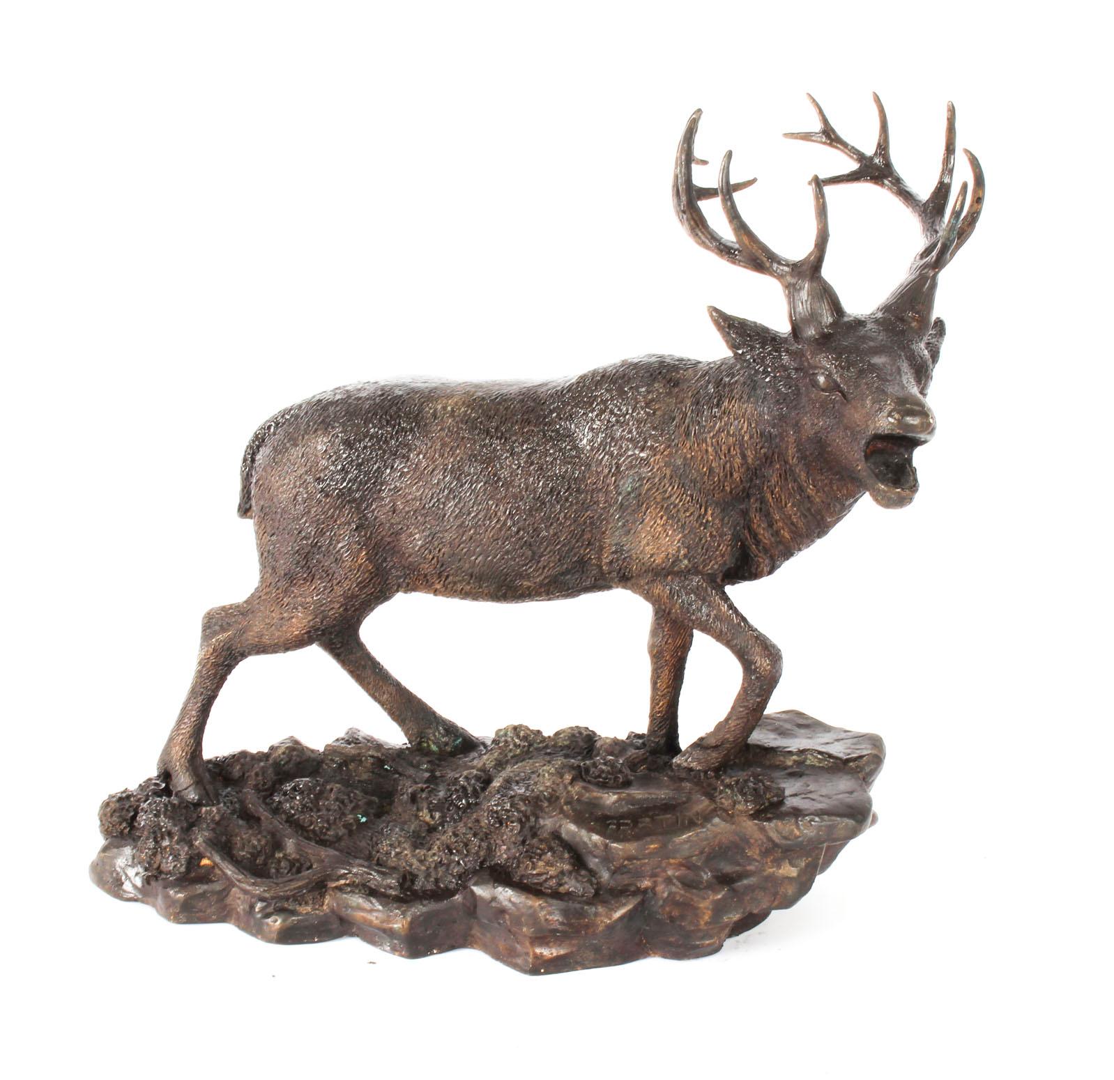 Antique French Bronze Stag Sculpture Christopher Fratin, 19th Century 6
