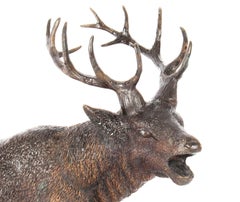 Antique French Bronze Stag Sculpture Christopher Fratin, 19th Century