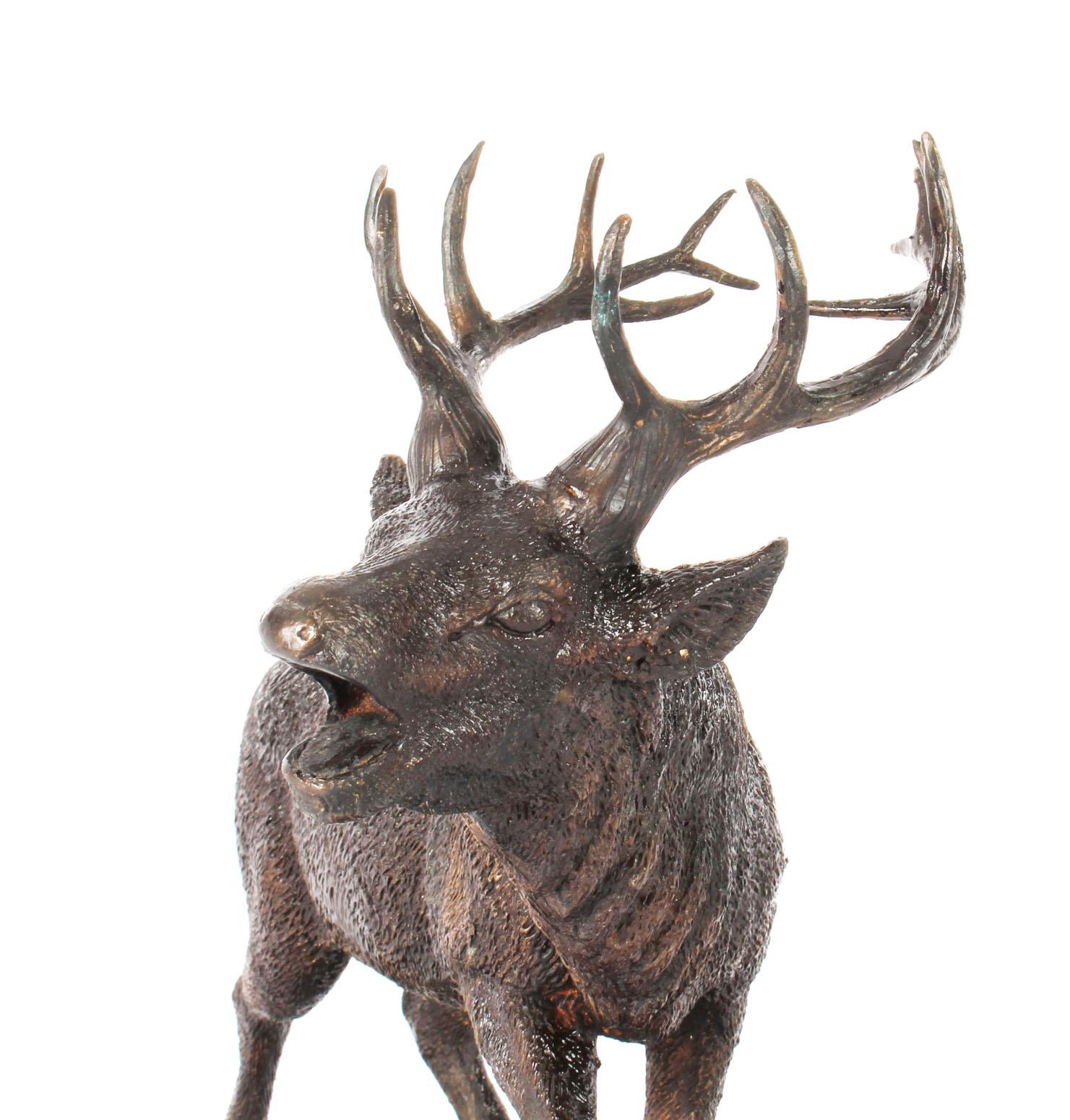 Antique French Bronze Stag Sculpture Christopher Fratin, 19th Century In Good Condition In London, GB