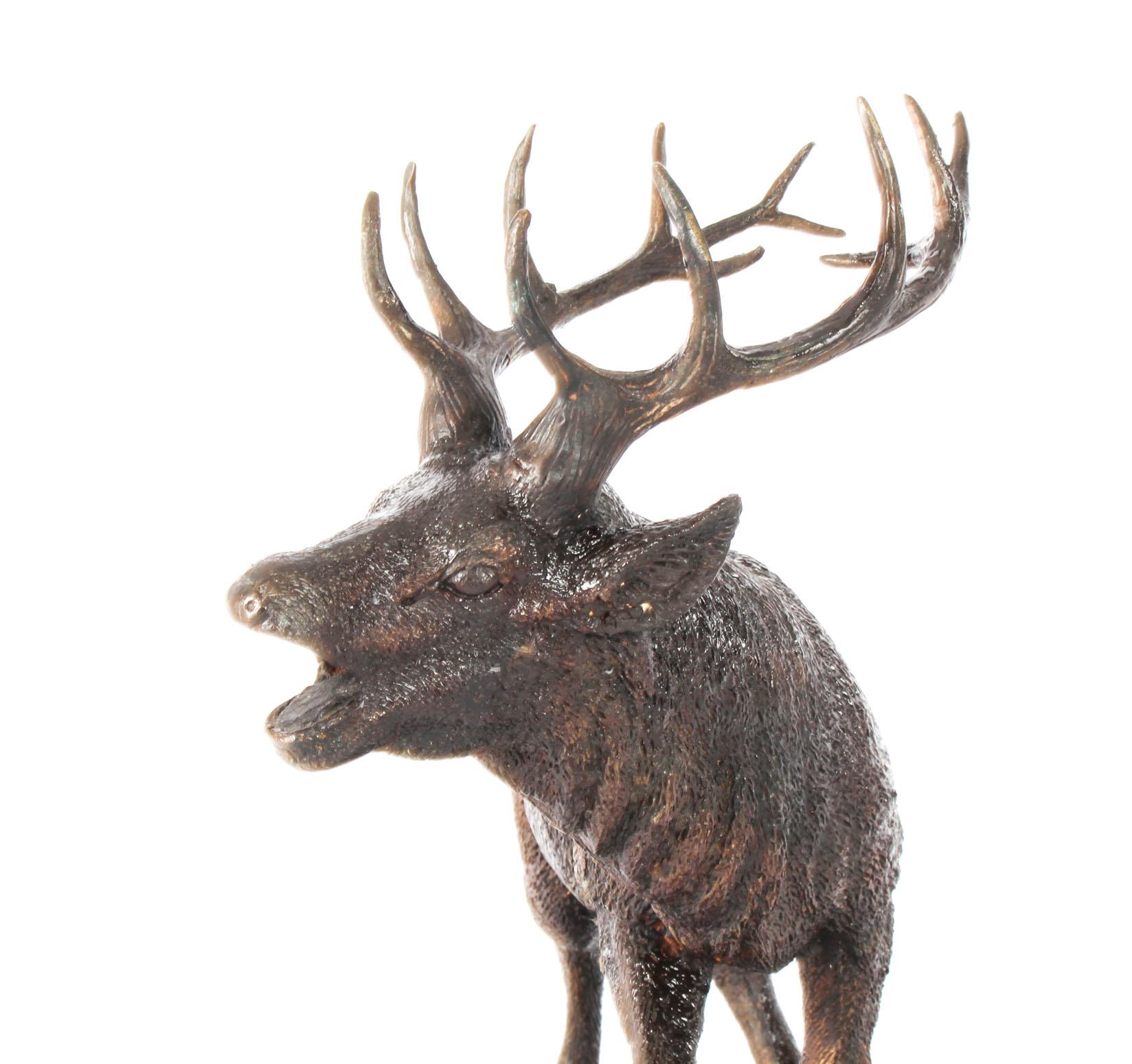 Mid-19th Century Antique French Bronze Stag Sculpture Christopher Fratin, 19th Century
