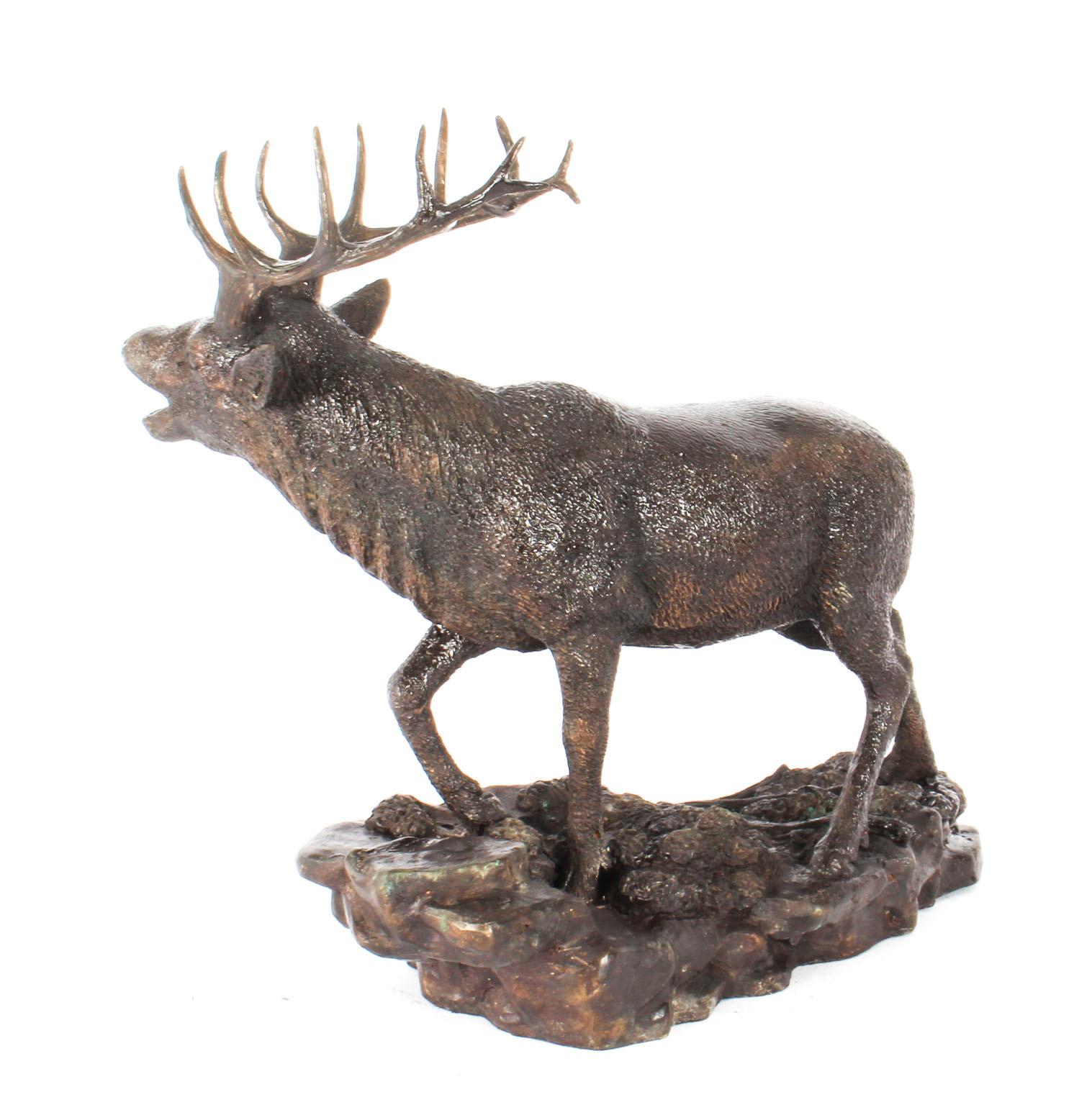 Antique French Bronze Stag Sculpture Christopher Fratin, 19th Century 1
