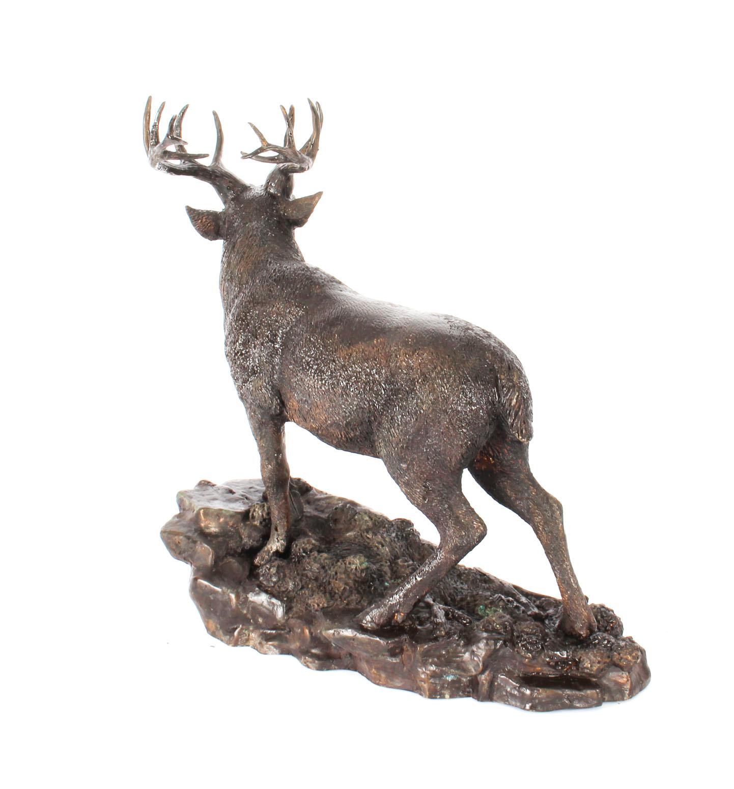 Antique French Bronze Stag Sculpture Christopher Fratin, 19th Century 2