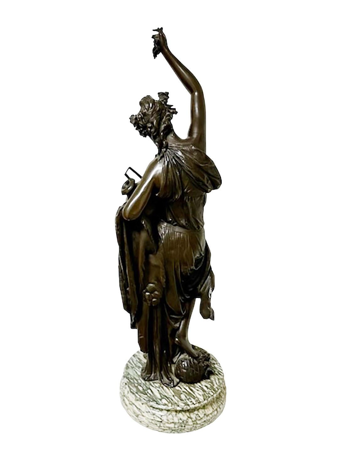 Antique French Bronze Statue on Marble For Sale 1