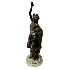 Antique French Bronze Statue on Marble