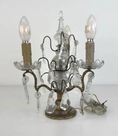 Antique French Bronze Three Arm Electric Candelabra Lamp