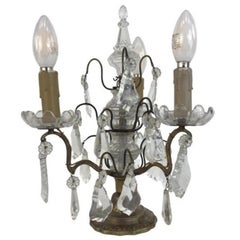 Antique French Bronze Three Arm Electric Candelabra Lamp