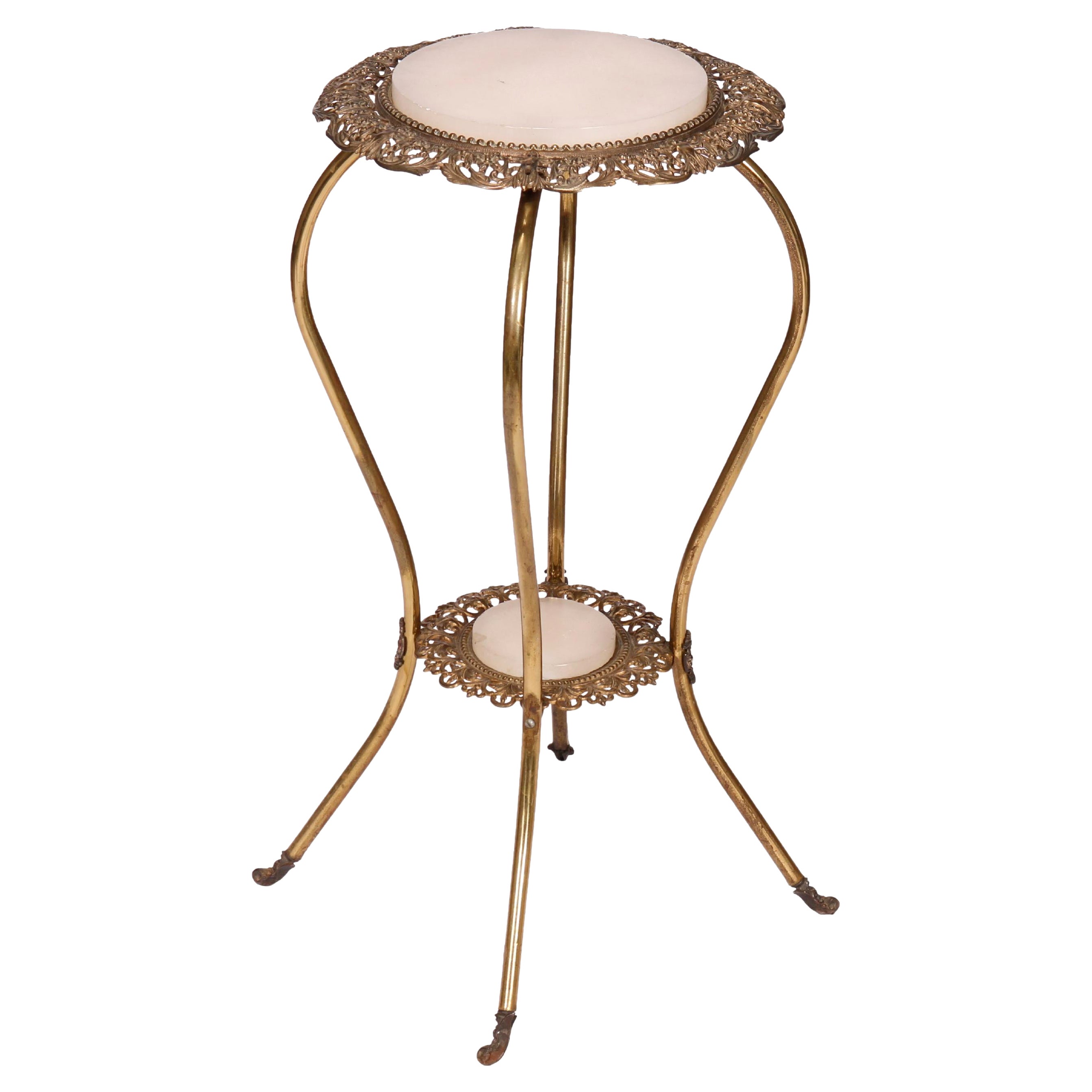 Antique French Bronzed Metal & Onyx Fern Stand, C1890 For Sale