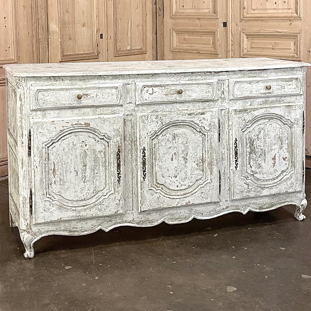 Hand-Crafted Antique French Buffet ~ Enfilade ~ Credenza with Distressed Painted Finish For Sale