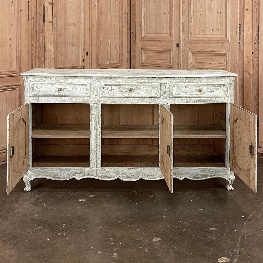 Antique French Buffet ~ Enfilade ~ Credenza with Distressed Painted Finish In Good Condition For Sale In Dallas, TX