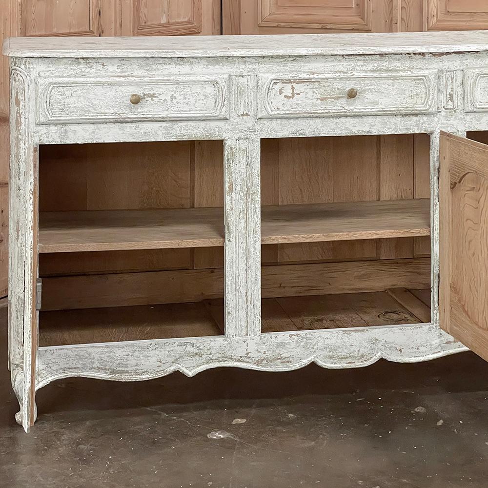 19th Century Antique French Buffet ~ Enfilade ~ Credenza with Distressed Painted Finish For Sale
