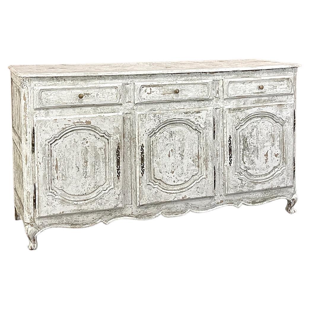 Antique French Buffet ~ Enfilade ~ Credenza with Distressed Painted Finish For Sale