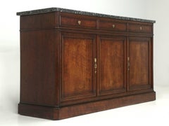 Antique French Buffet, or Sideboard with a Thick Marble Top, circa 1800s
