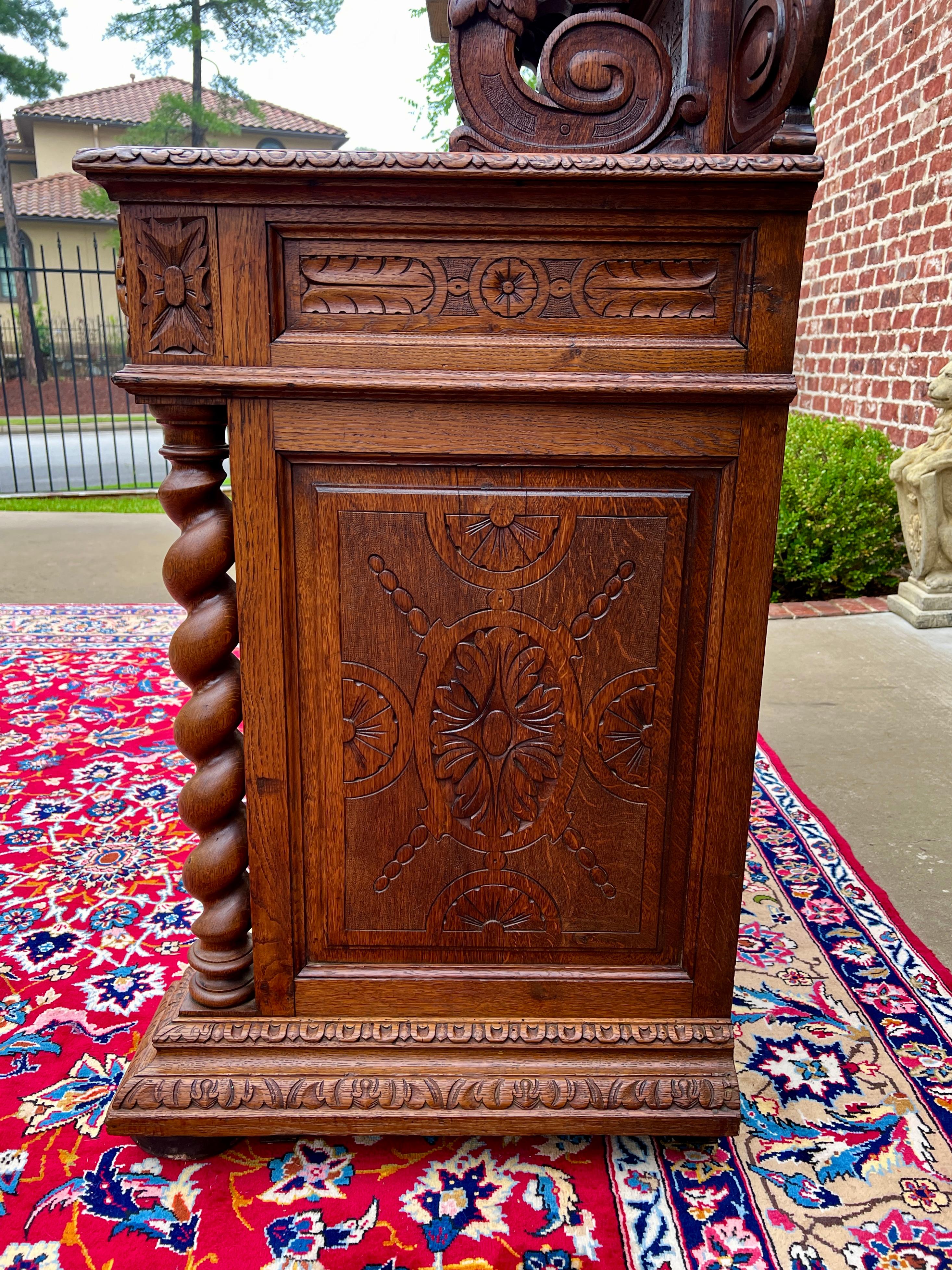 Antique French Buffet Server Sideboard Buffet Barley Twist Honey Oak 3-Tier 19C For Sale 8