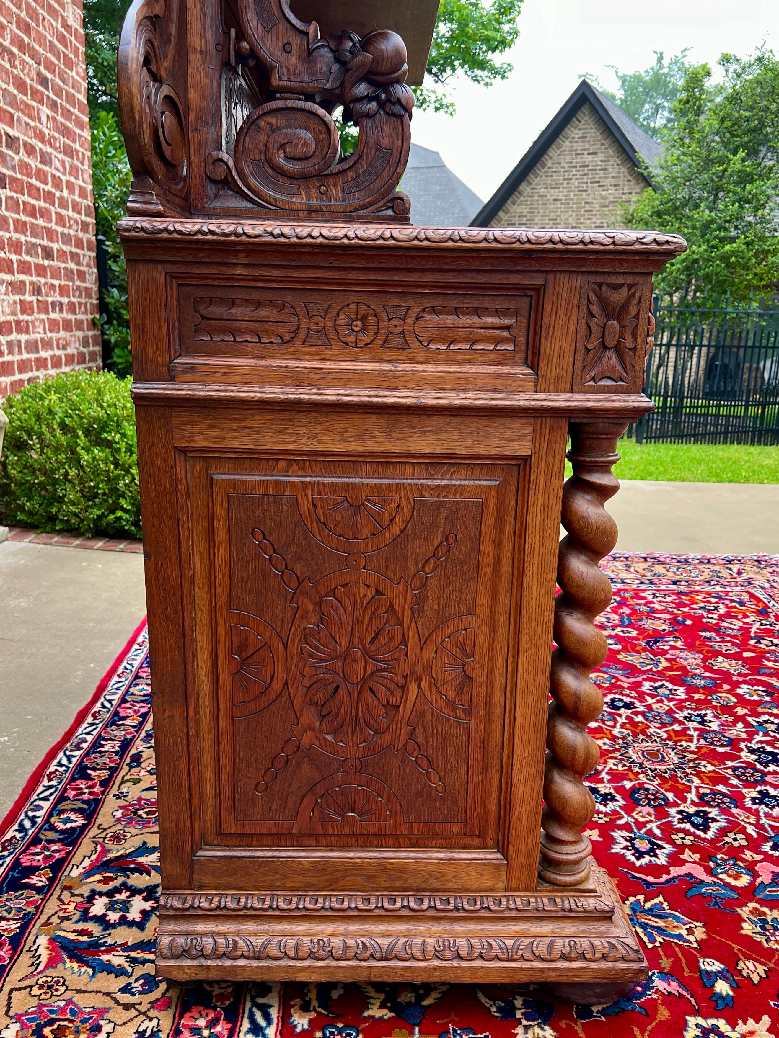 Antique French Buffet Server Sideboard Buffet Barley Twist Honey Oak 3-Tier 19C For Sale 9