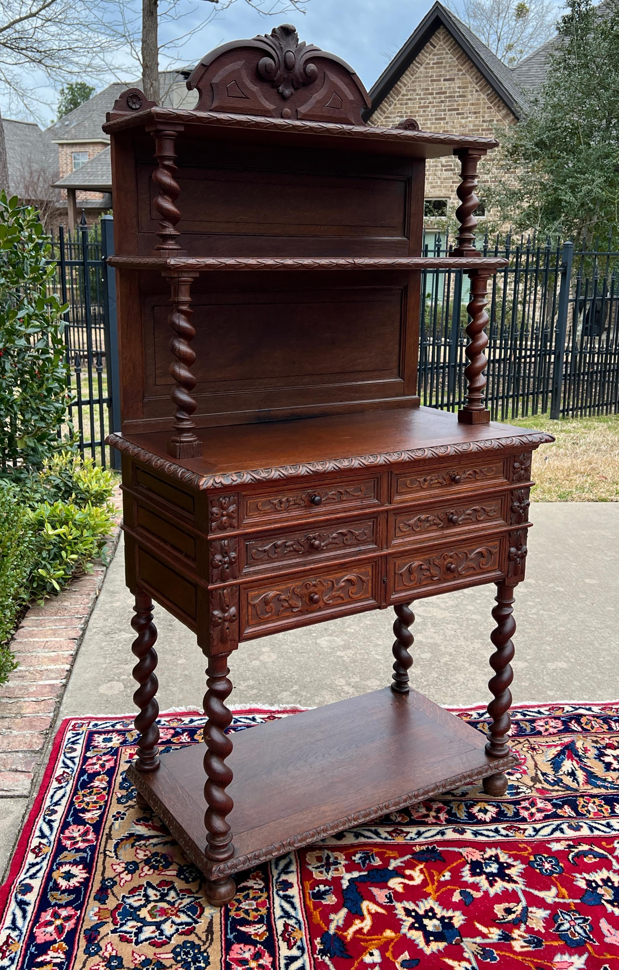 Antike französische Buffet-Serviergeschirr-Sideboard PETITE Silber Kommode Eichenholz Schubladen 3 Eiche Schubladen 19C im Angebot 3