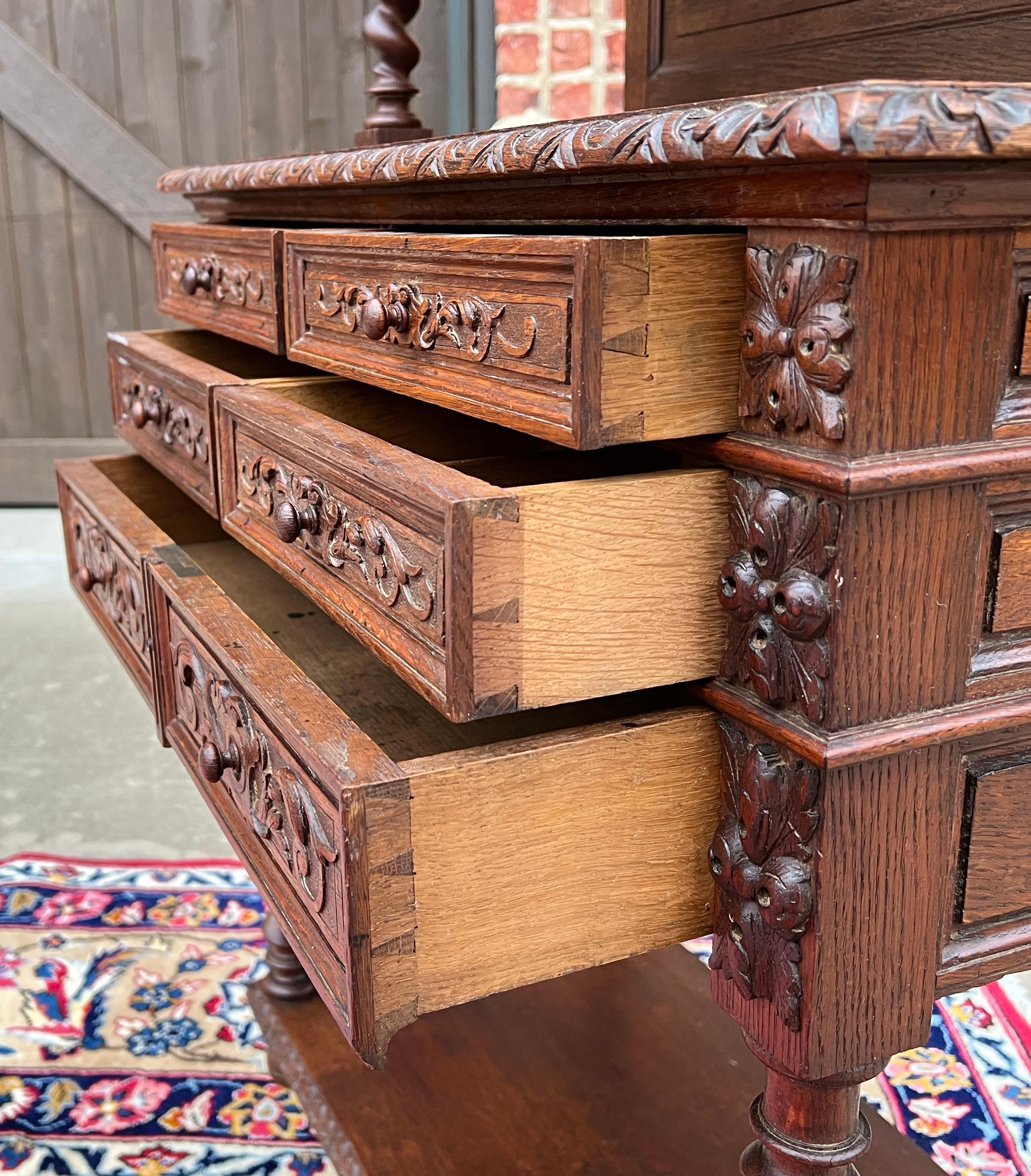 Antike französische Buffet-Serviergeschirr-Sideboard PETITE Silber Kommode Eichenholz Schubladen 3 Eiche Schubladen 19C im Angebot 6