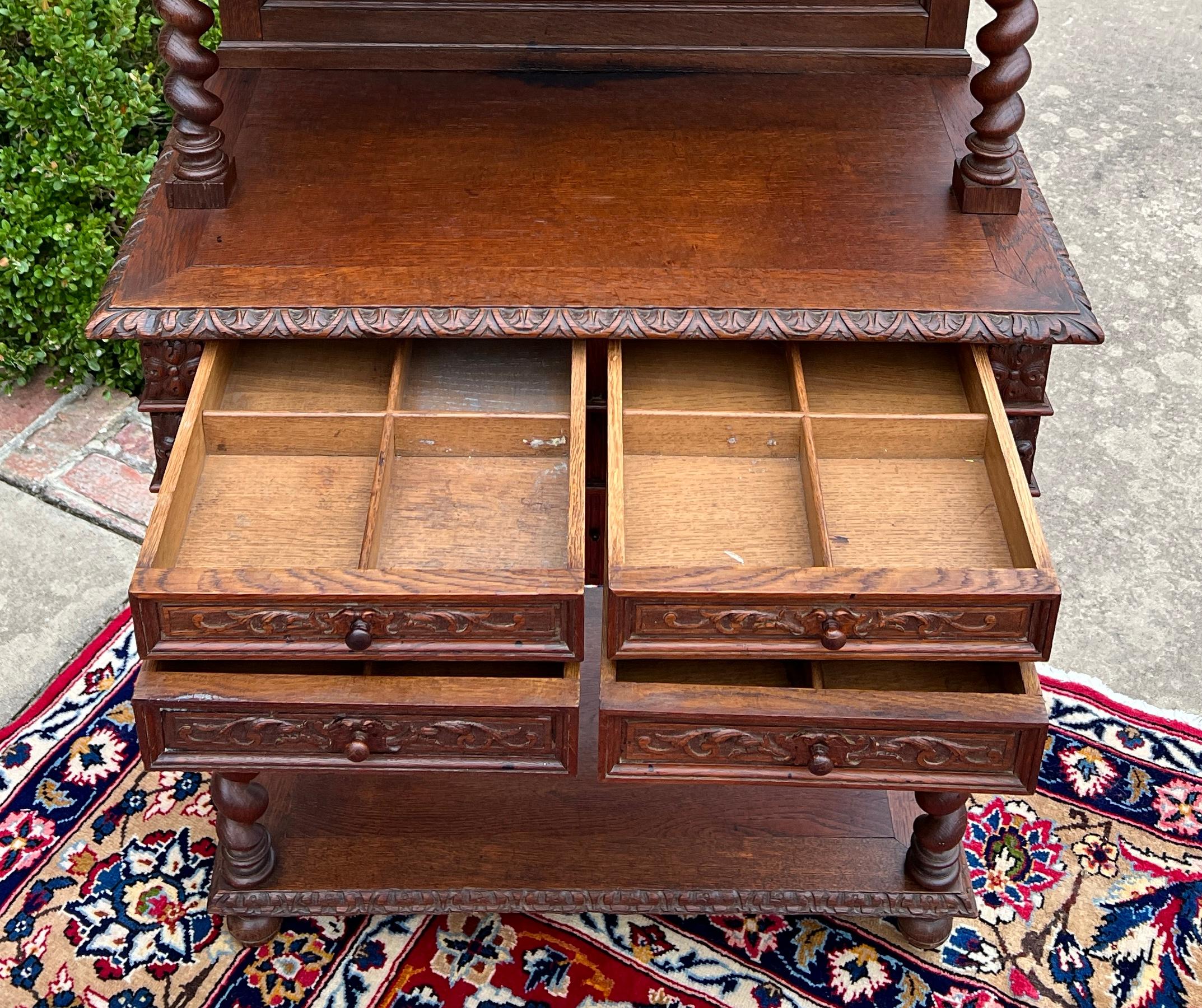 Antike französische Buffet-Serviergeschirr-Sideboard PETITE Silber Kommode Eichenholz Schubladen 3 Eiche Schubladen 19C im Angebot 7