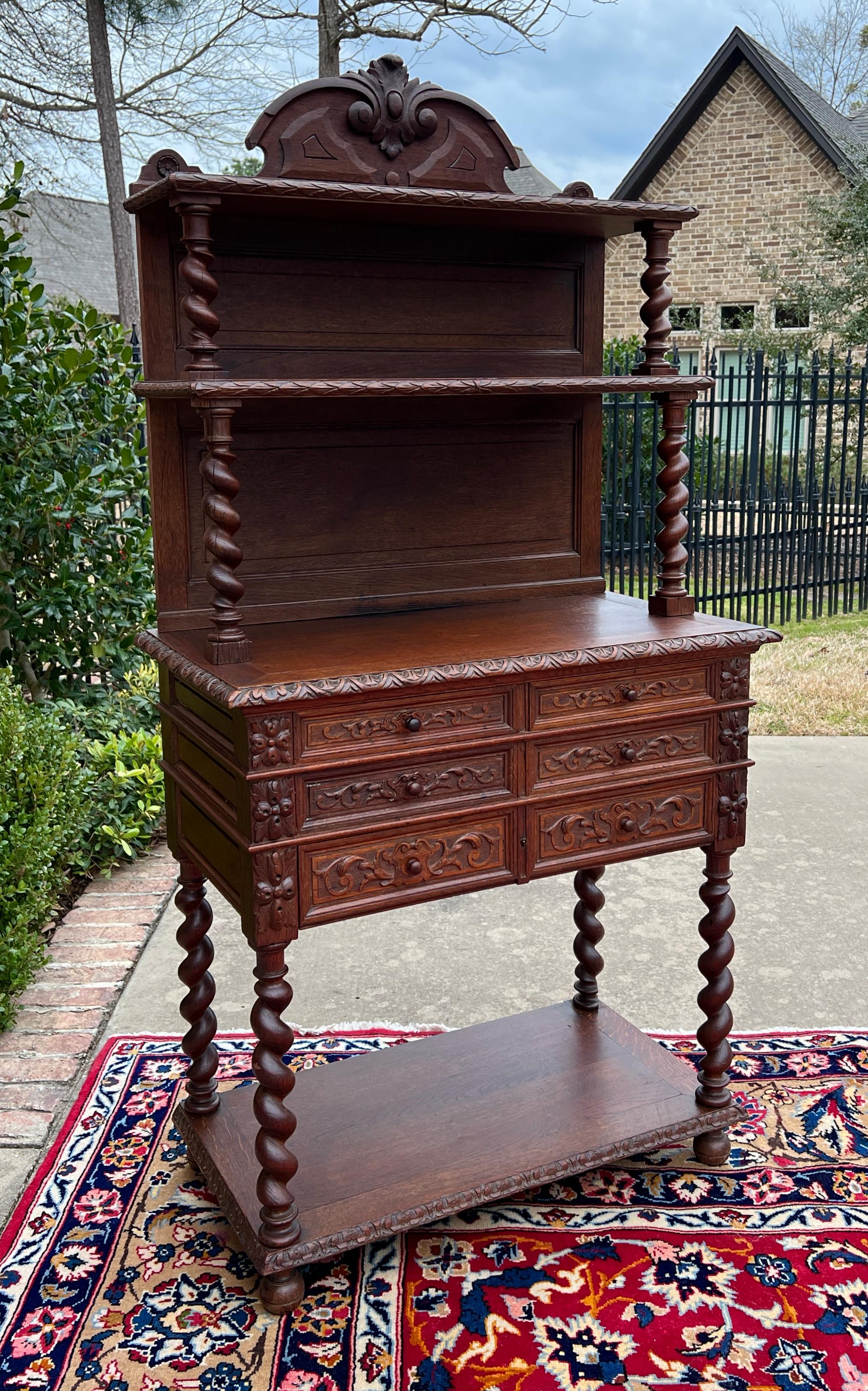 Antike französische Buffet-Serviergeschirr-Sideboard PETITE Silber Kommode Eichenholz Schubladen 3 Eiche Schubladen 19C (Neorenaissance) im Angebot