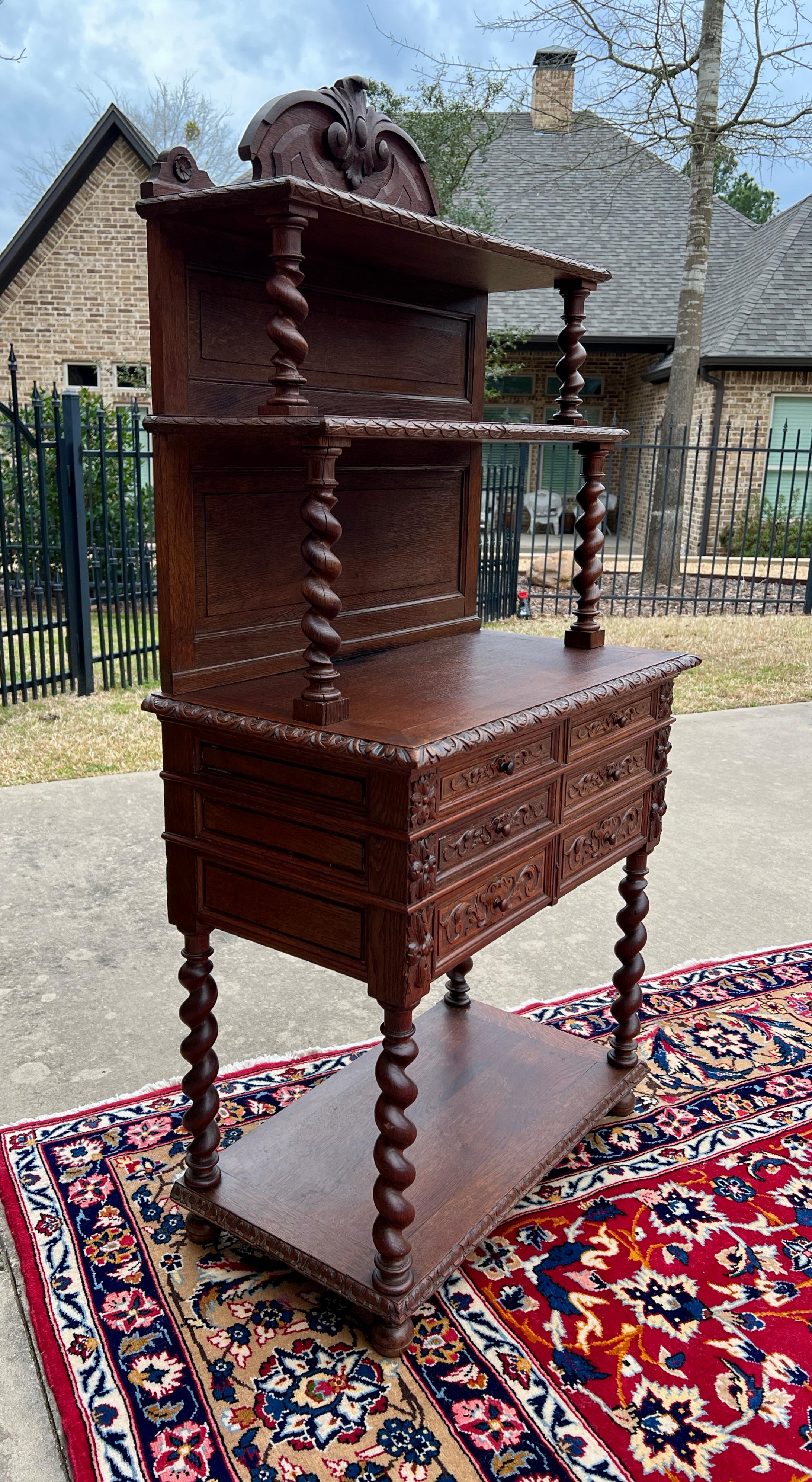 Antike französische Buffet-Serviergeschirr-Sideboard PETITE Silber Kommode Eichenholz Schubladen 3 Eiche Schubladen 19C (Französisch) im Angebot