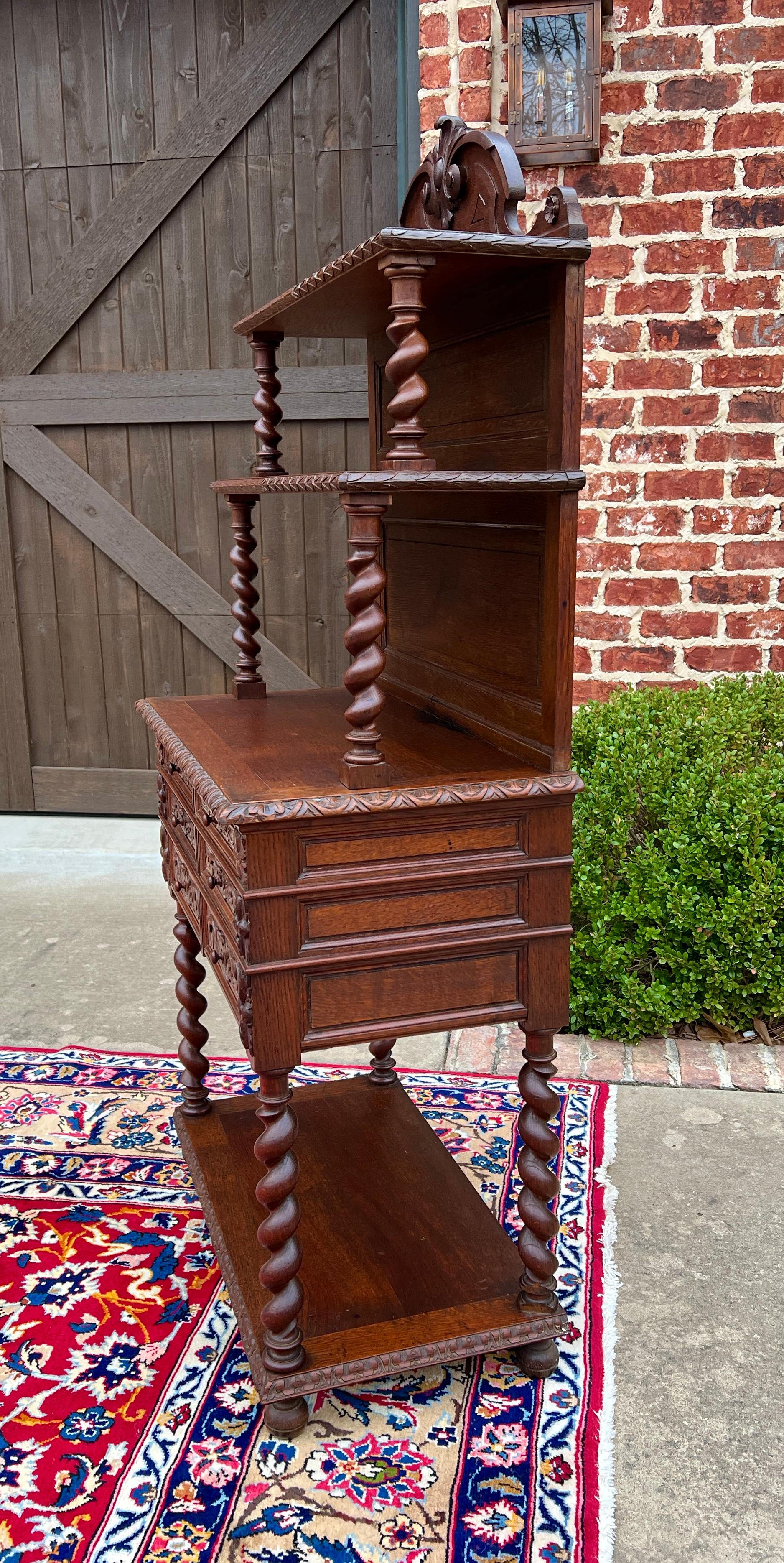 Antike französische Buffet-Serviergeschirr-Sideboard PETITE Silber Kommode Eichenholz Schubladen 3 Eiche Schubladen 19C im Zustand „Gut“ im Angebot in Tyler, TX