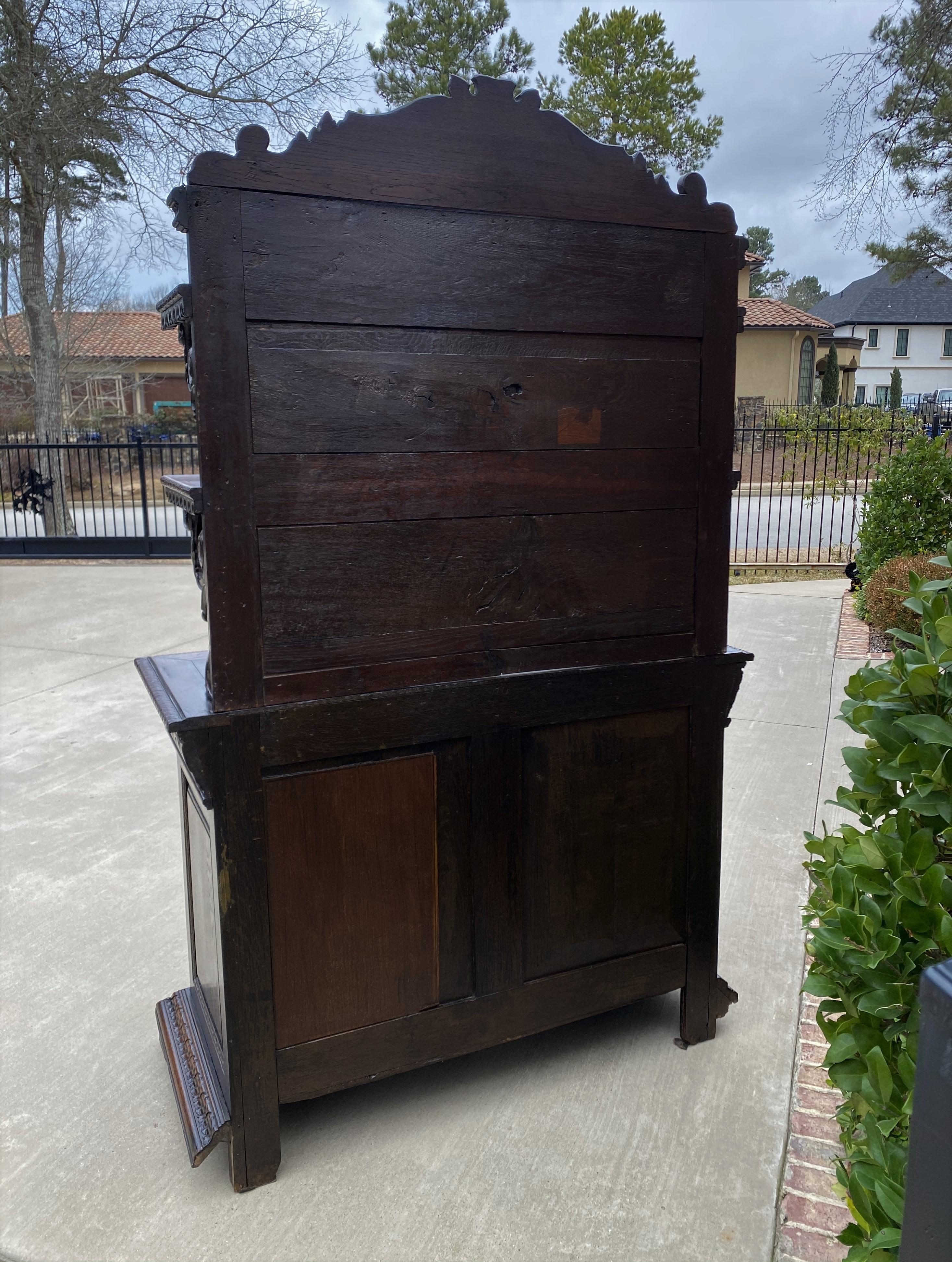 Antique French Buffet Sideboard Cabinet Server Renaissance Revival Vaisselier For Sale 7