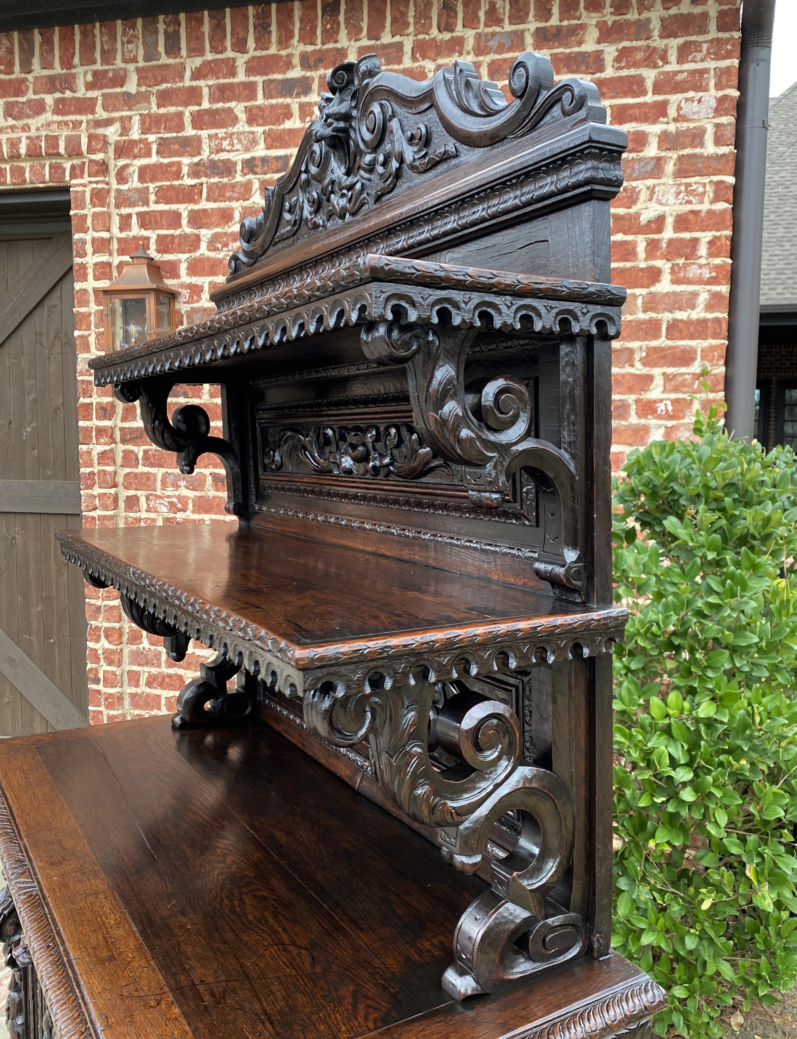 Antique French Buffet Sideboard Cabinet Server Renaissance Revival Vaisselier For Sale 1