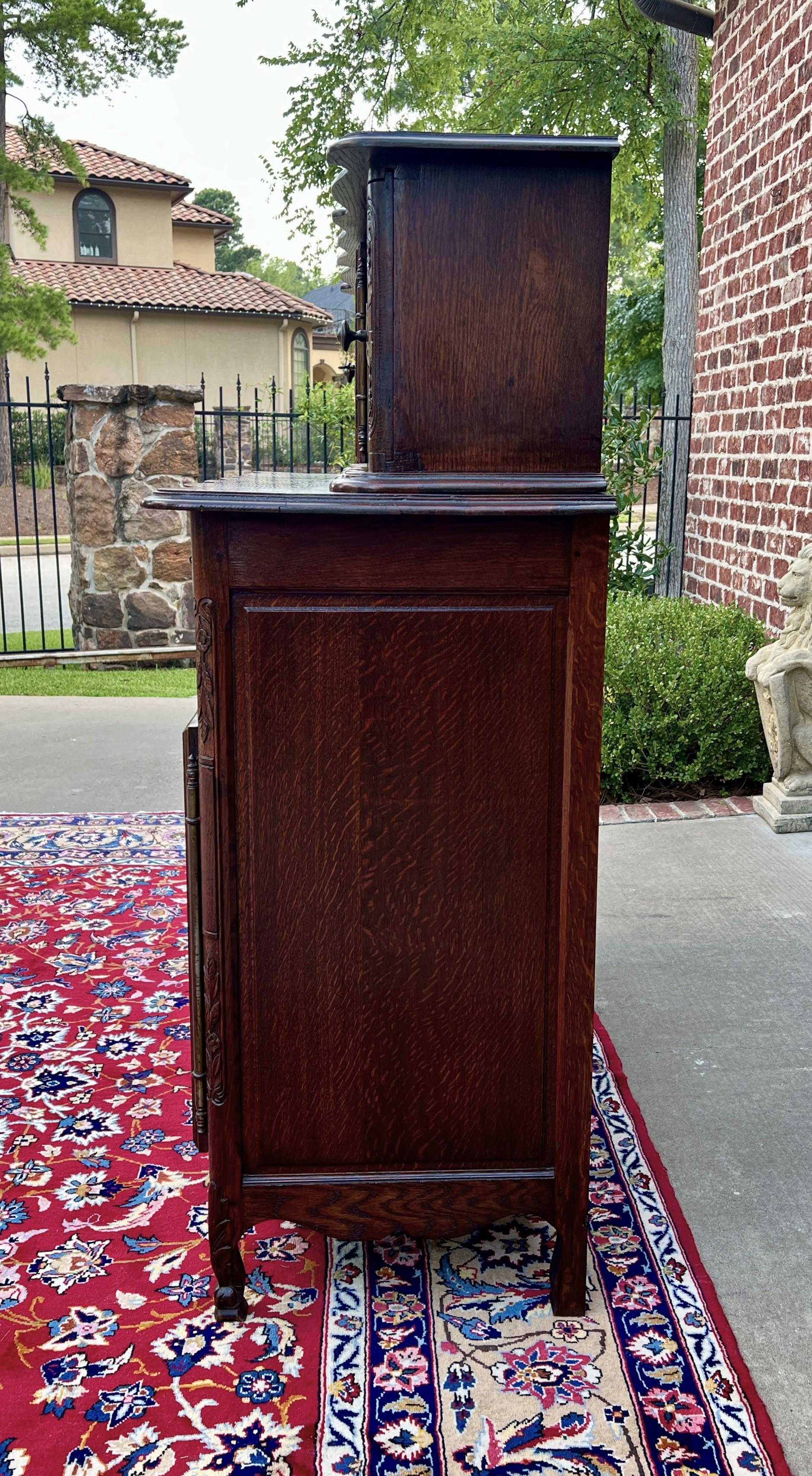 Antikes französisches Buffet Anrichte Server Cupboard Panetiere Stark geschnitzte Eiche 19C (Frühes 20. Jahrhundert) im Angebot